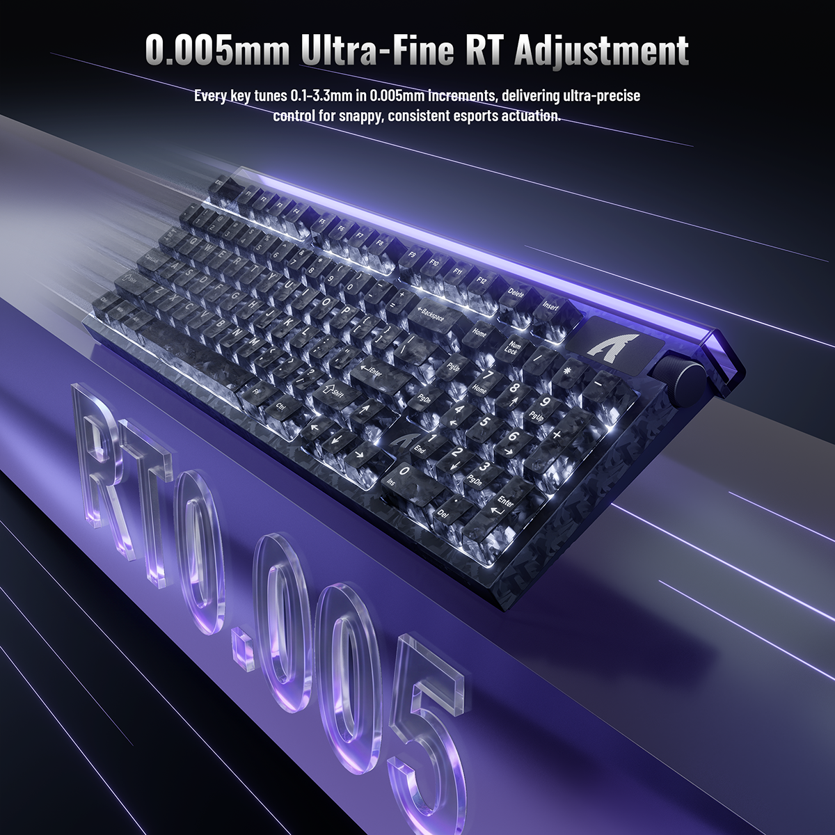 Clavier filaire ATTACK SHARK R98 HE en fibre de carbone avec déclencheur rapide, interrupteur magnétique, câble enroulé Ultra RGB C01