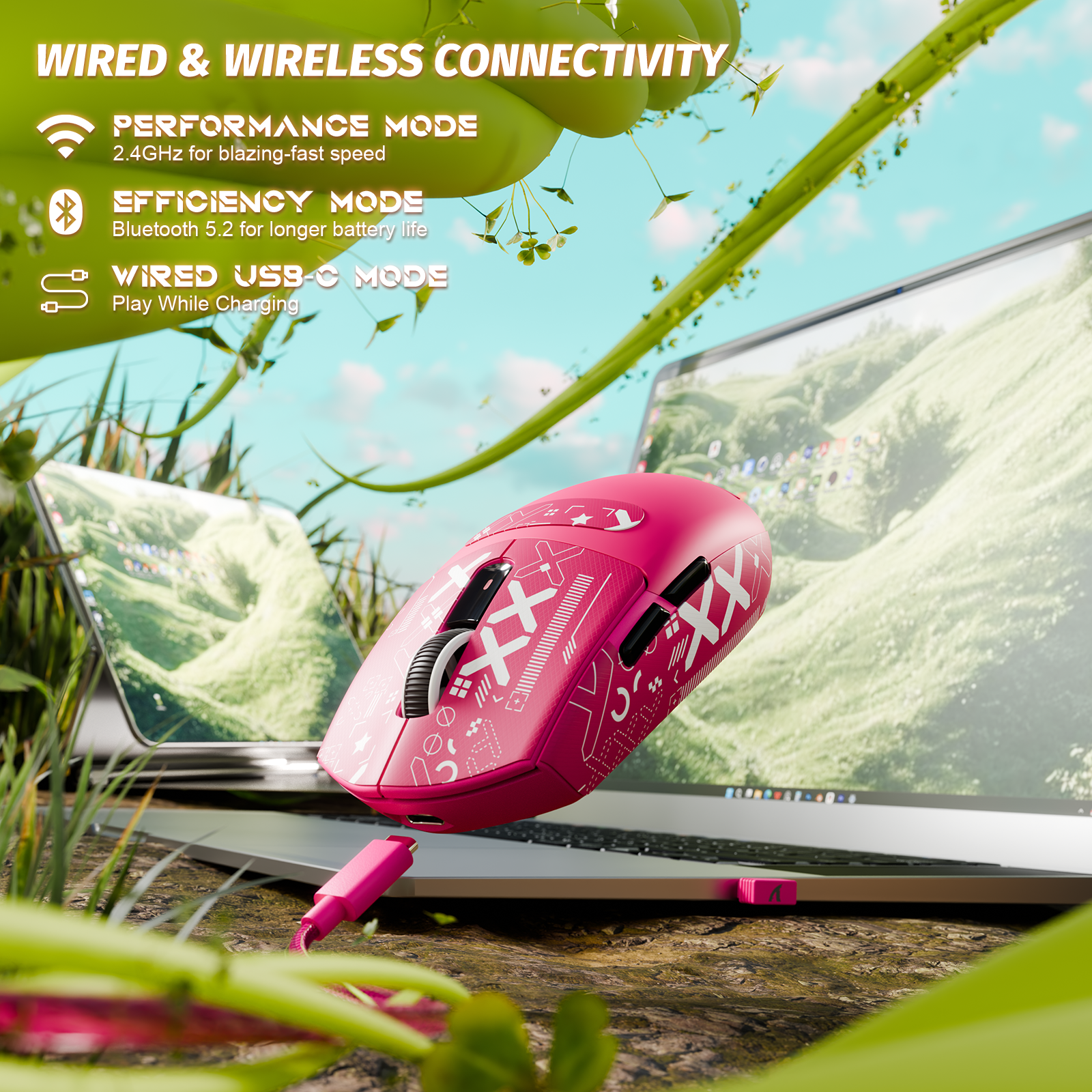 Souris de jeu sans fil tri-mode ATTACK SHARK G3 25 000 DPI ultra légère