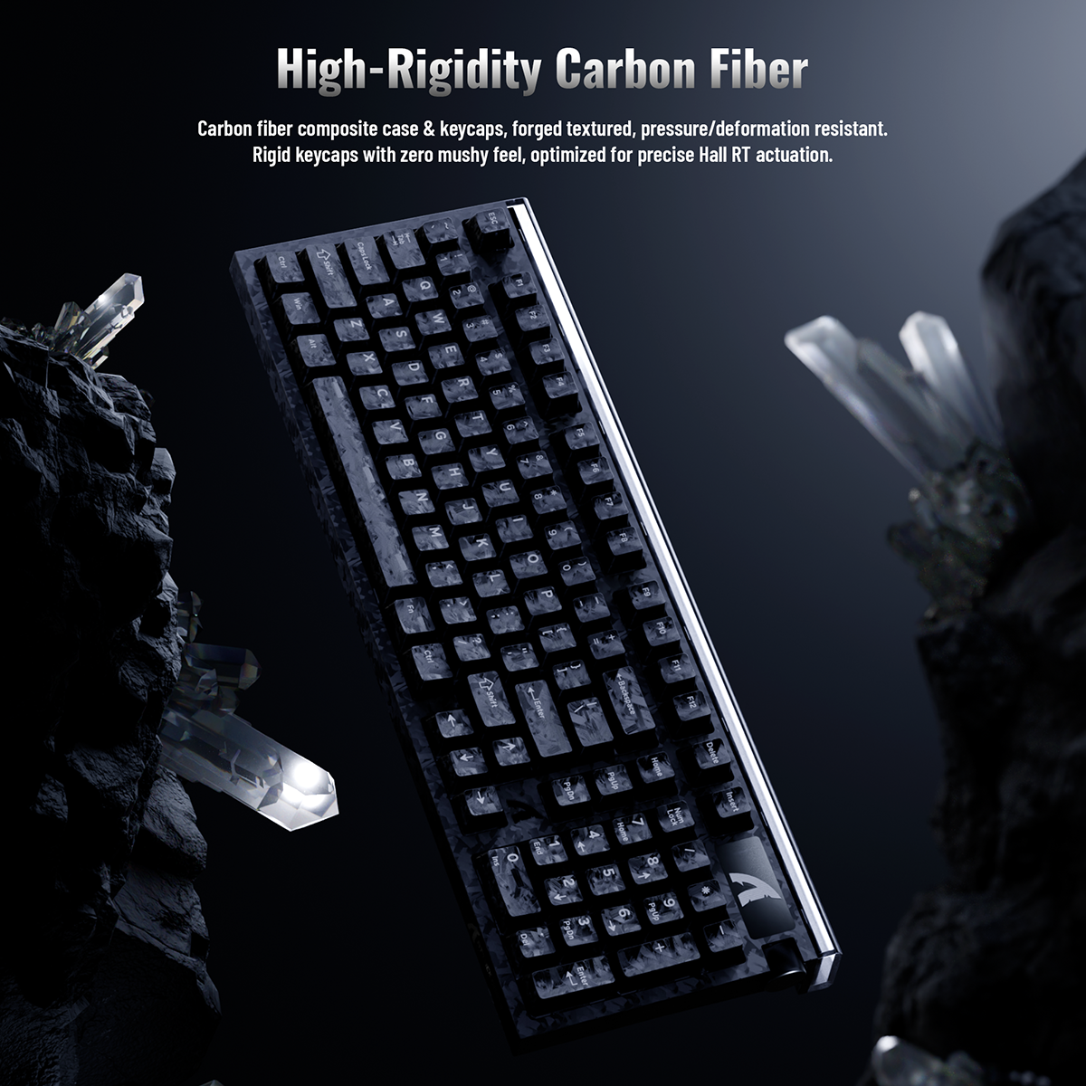 Clavier filaire ATTACK SHARK R98 HE en fibre de carbone avec déclencheur rapide, interrupteur magnétique, câble enroulé Ultra RGB C01