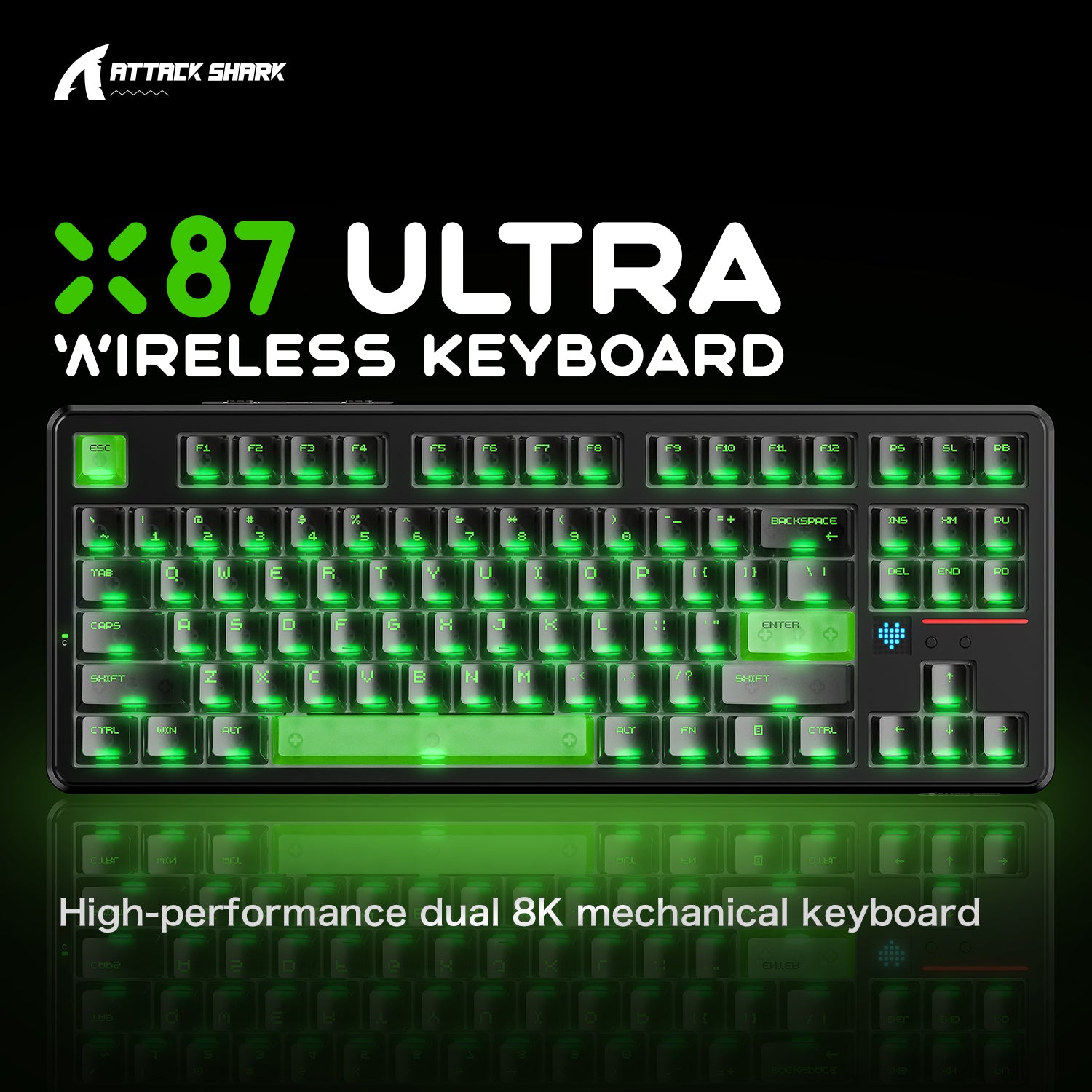Clavier de jeu sans fil ATTACK SHARK X87 ULTRA avec récepteur 8K et câble spiralé RGB