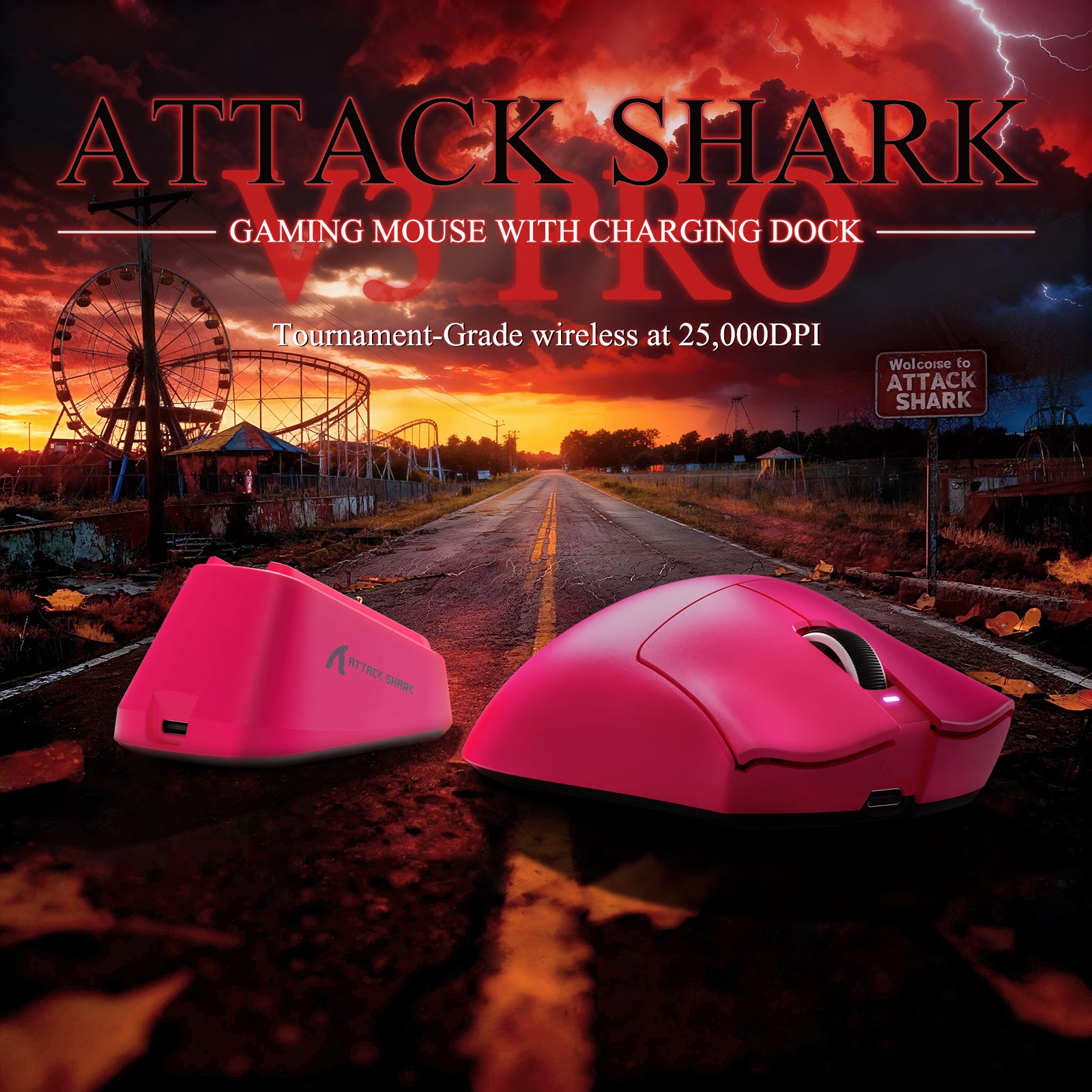 Souris de jeu tri-mode ultra-légère ATTACK SHARK V3PRO avec station de charge