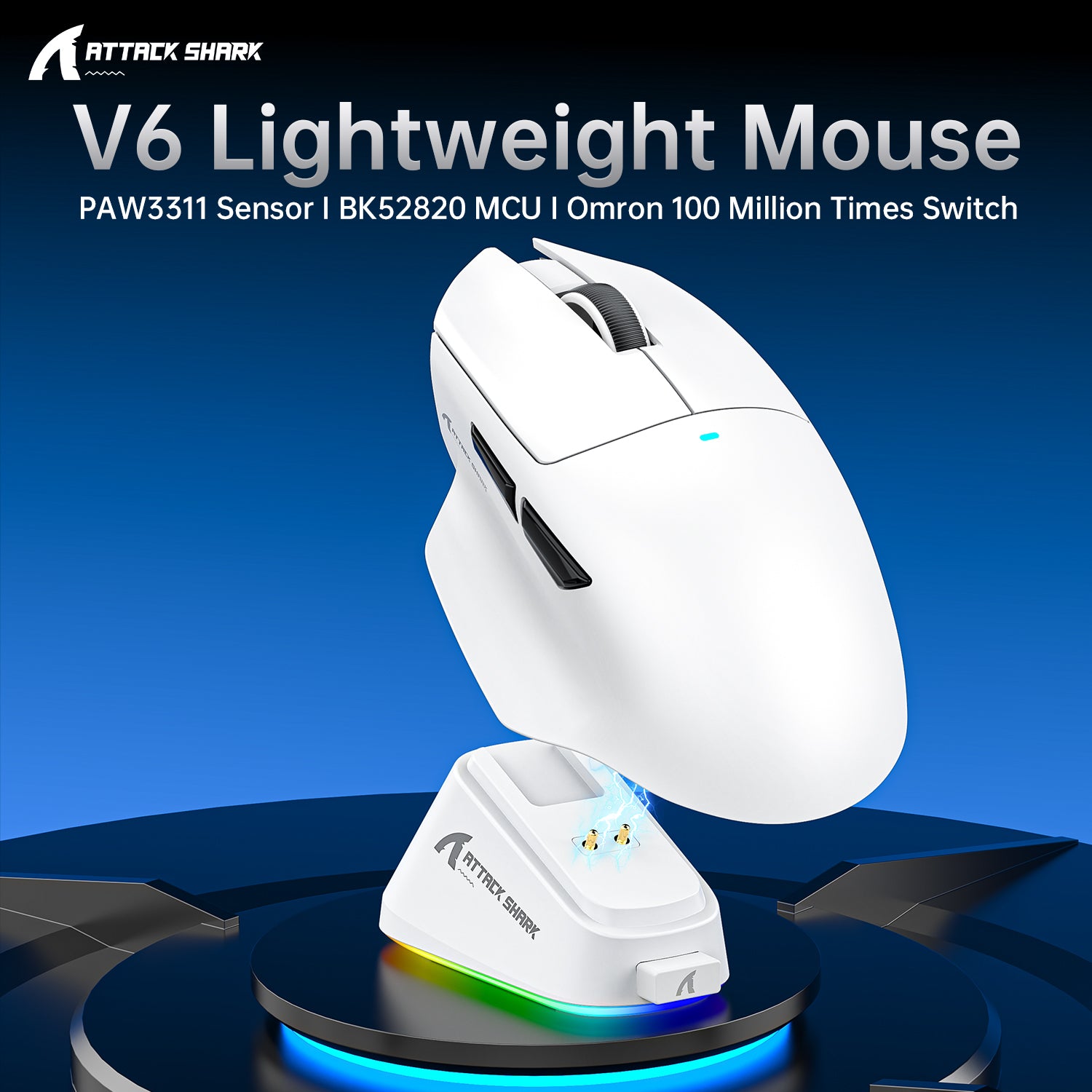 Souris de jeu ultra-légère à trois modes ATTACK SHARK V6