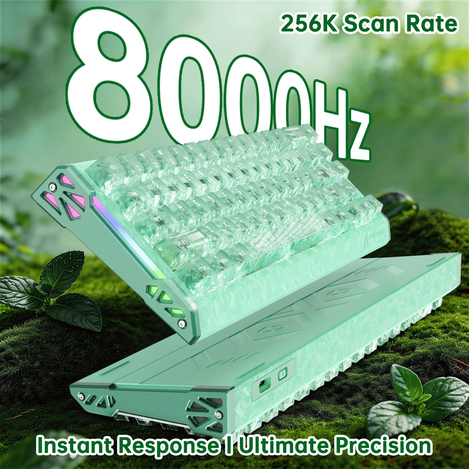 Clavier filaire à déclenchement rapide en fibre de carbone ATTACK SHARK R68 HE avec interrupteur magnétique et câble RGB en spirale C01 Ultra
