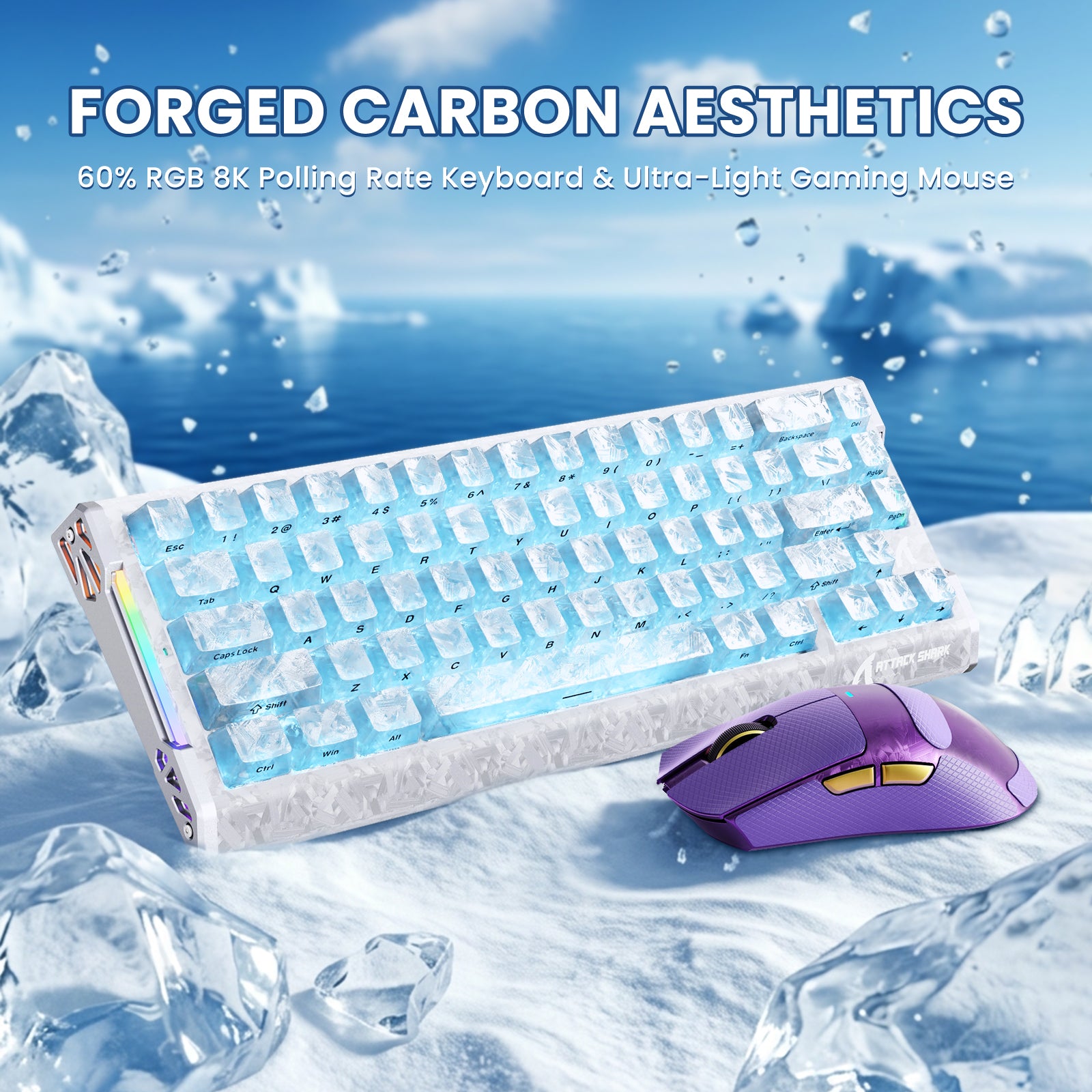 Pack gaming ATTACK SHARK R68 HE & X11 ULTRA en fibre de carbone avec câble enroulé Ultra C01