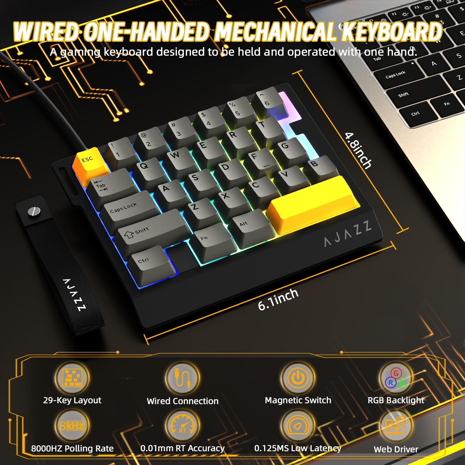 Clavier de jeu filaire à une main ATTACK SHARK X AJAZZ AK029
