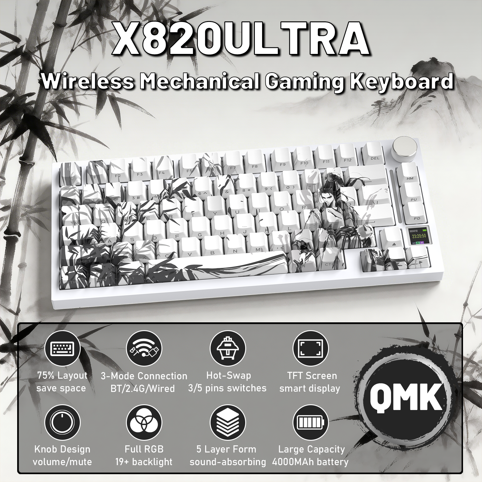 Clavier mécanique ATTACK SHARK X820ULTRA avec câble en spirale C01ULTRA