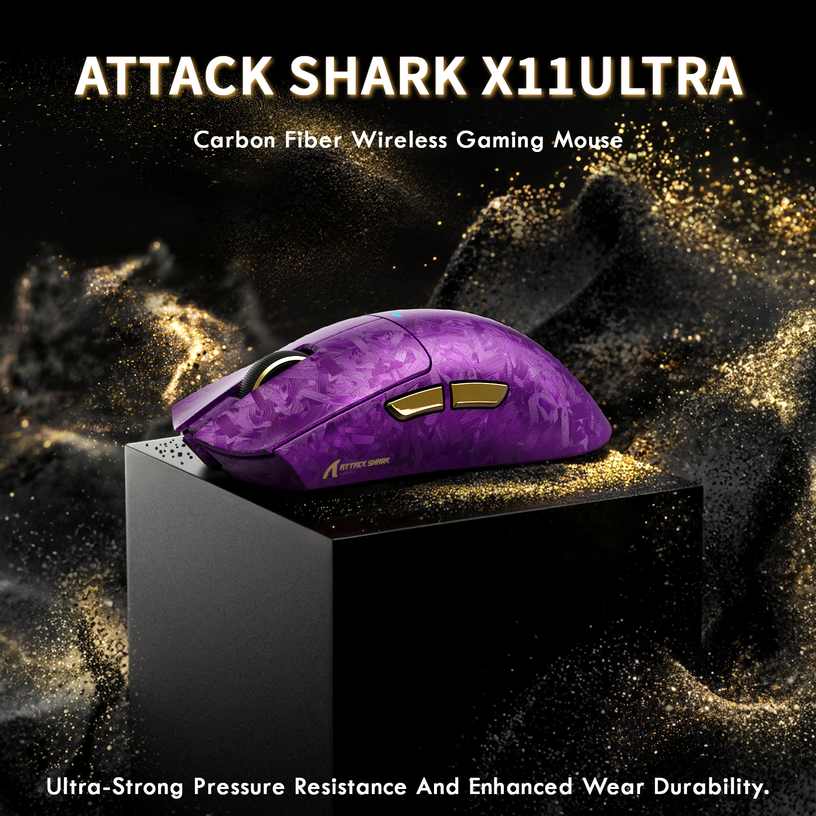 Souris de jeu sans fil ATTACK SHARK X11 ULTRA en fibre de carbone avec câble LED Ultra C06