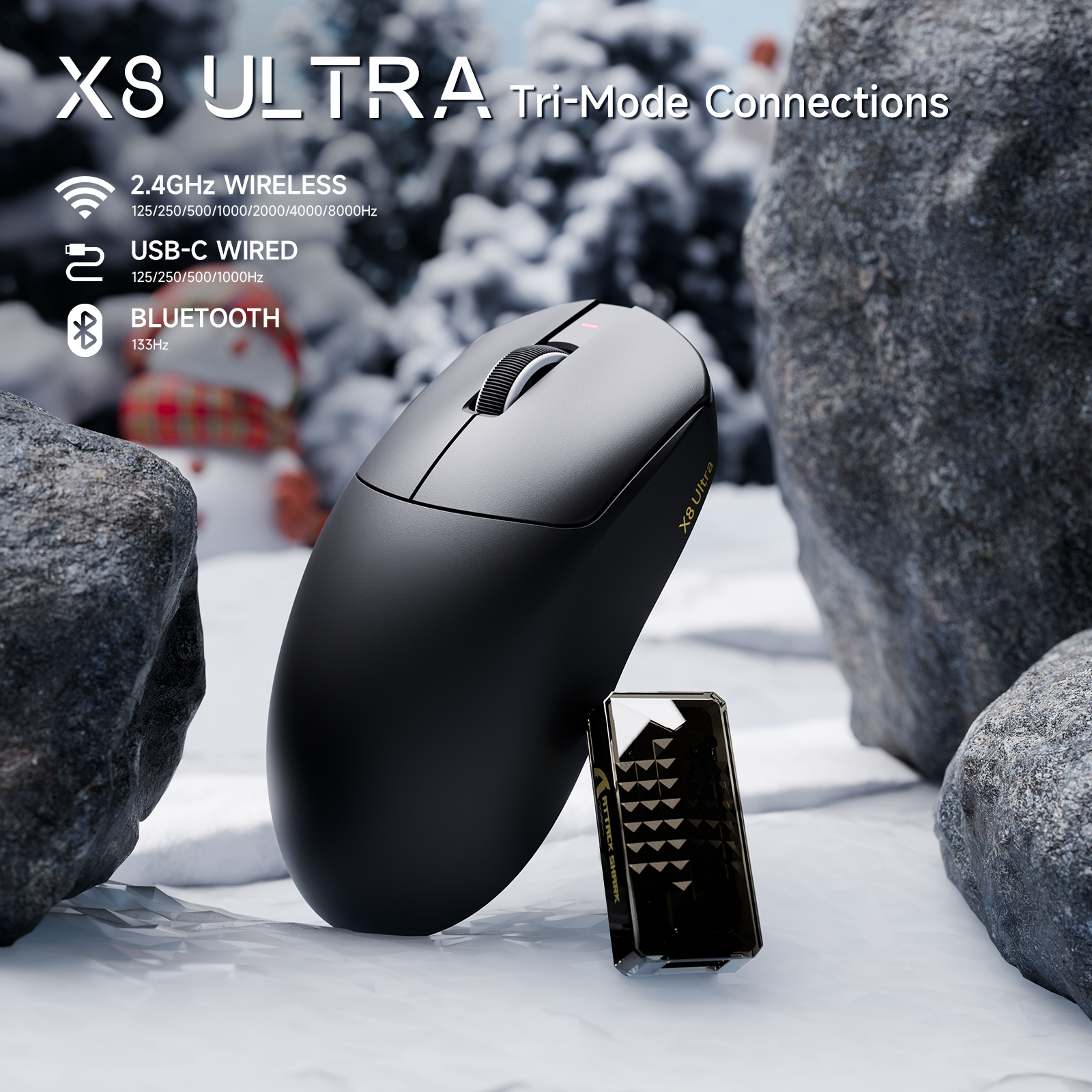ATTACK SHARK X8 Ultra Tri-mode Wireless Gaming Mouse With C06 Ultra Cable