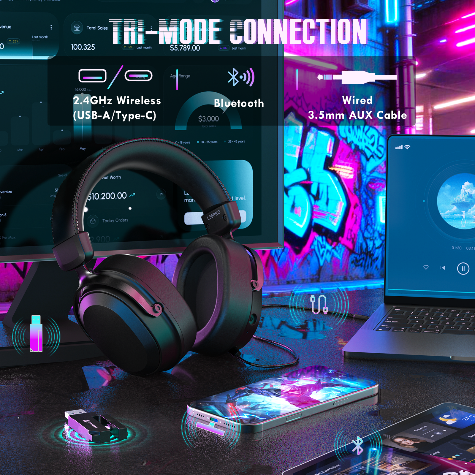 Casque de jeu sans fil ATTACK SHARK L30PRO