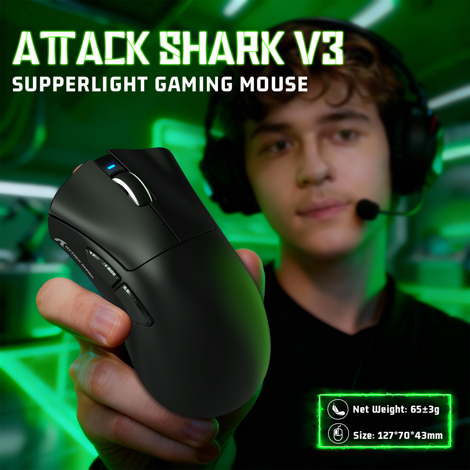 Souris de jeu ultra-légère à trois modes ATTACK SHARK V3
