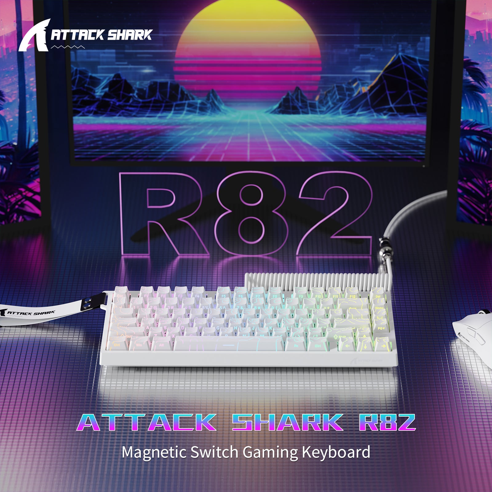 Clavier de jeu filaire ATTACK SHARK R82 HE 75 % avec câble LED C01ULTRA