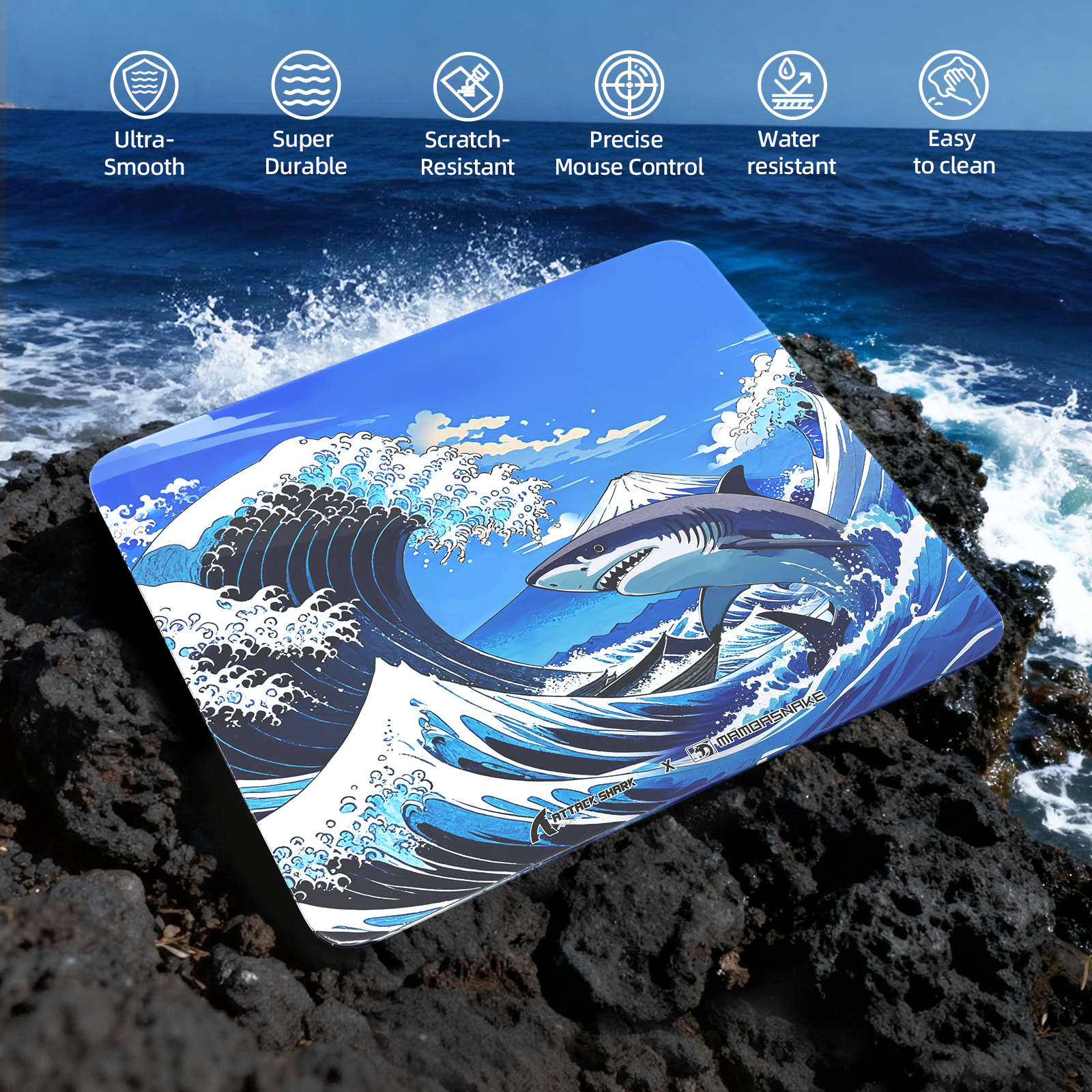Tapis de souris gaming en verre trempé ATTACK SHARK CM05