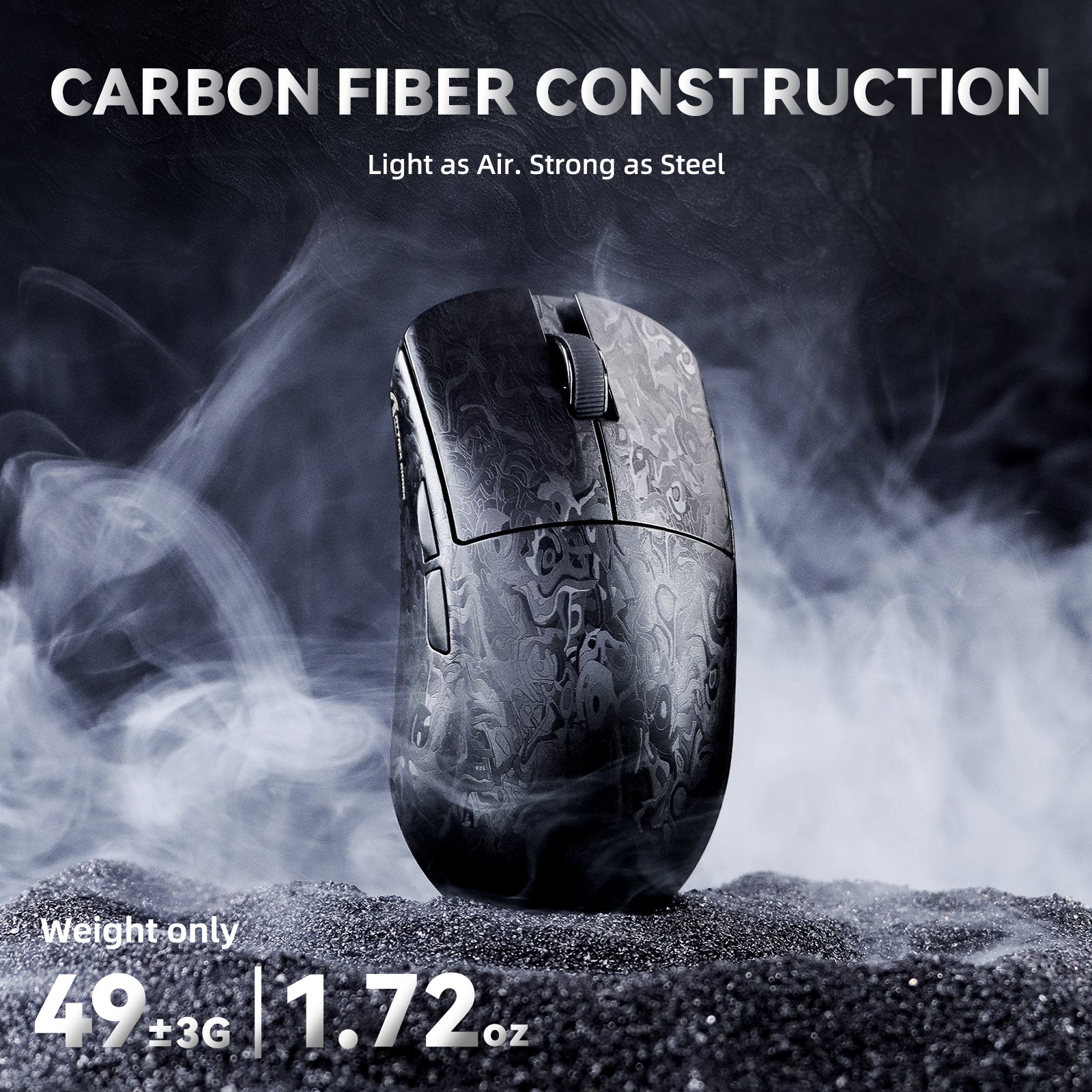 Souris de jeu sans fil ATTACK SHARK R11 ULTRA en fibre de carbone 8K PAW3950MAX avec câble LED Ultra C06