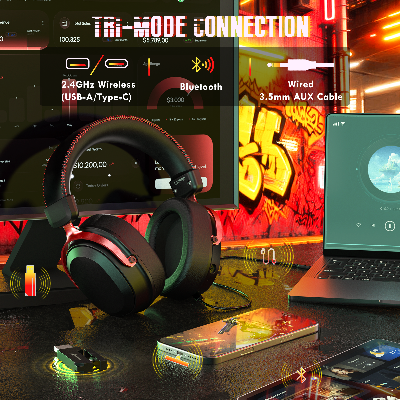 Casque de jeu sans fil ATTACK SHARK L30PRO