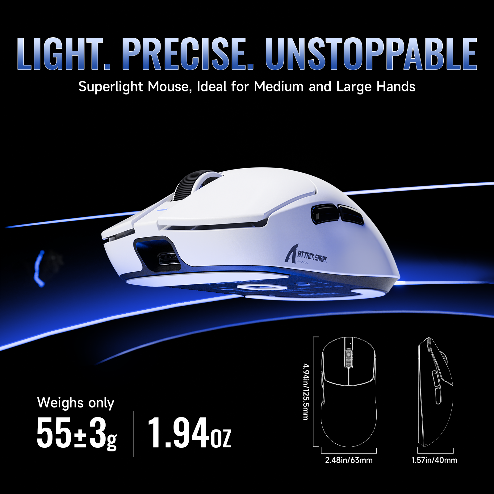 Souris de jeu sans fil légère tri-mode ATTACK SHARK X8 Series