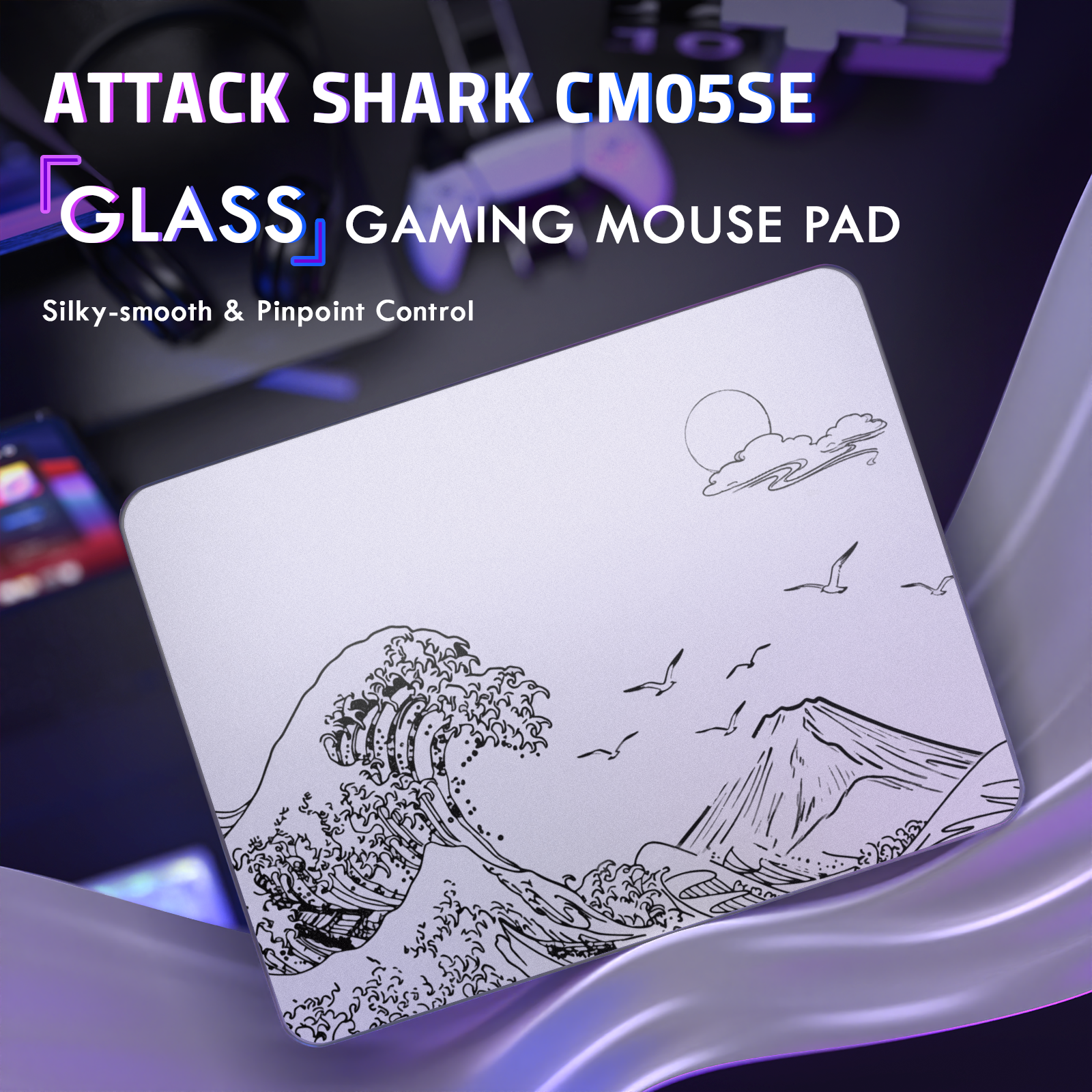 Tapis de souris gaming en verre trempé ATTACK SHARK CM05