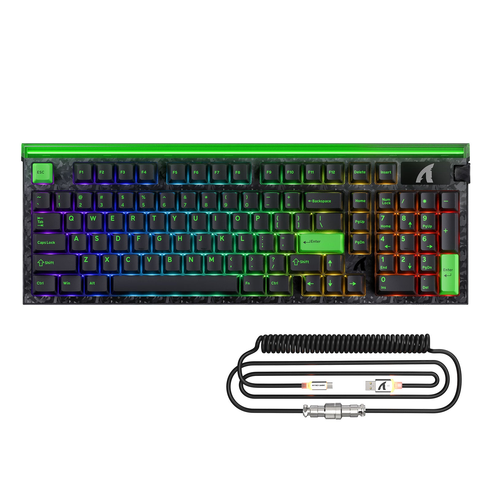 Clavier filaire ATTACK SHARK R98 HE en fibre de carbone avec déclencheur rapide, interrupteur magnétique, câble enroulé Ultra RGB C01