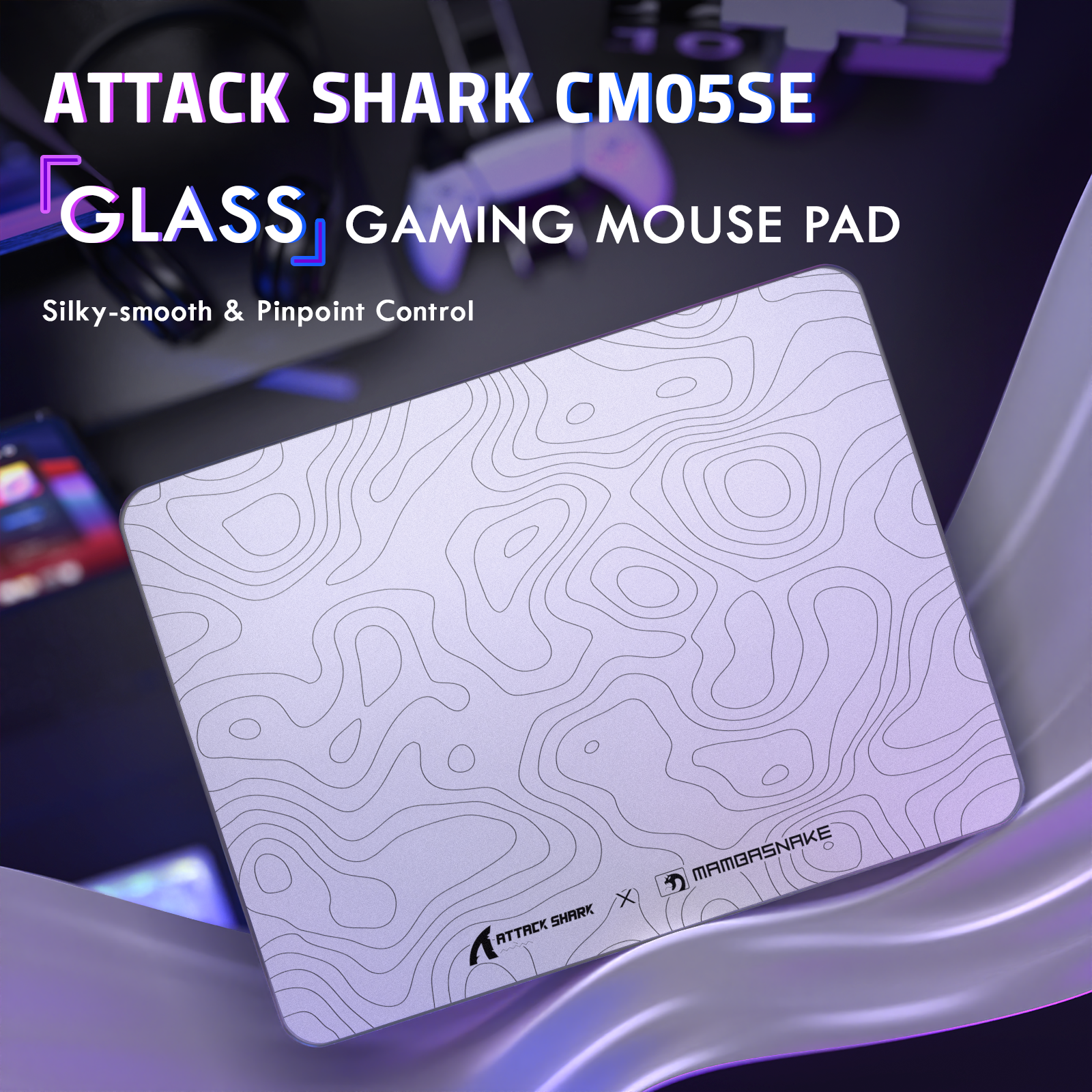 Tapis de souris gaming en verre trempé ATTACK SHARK CM05
