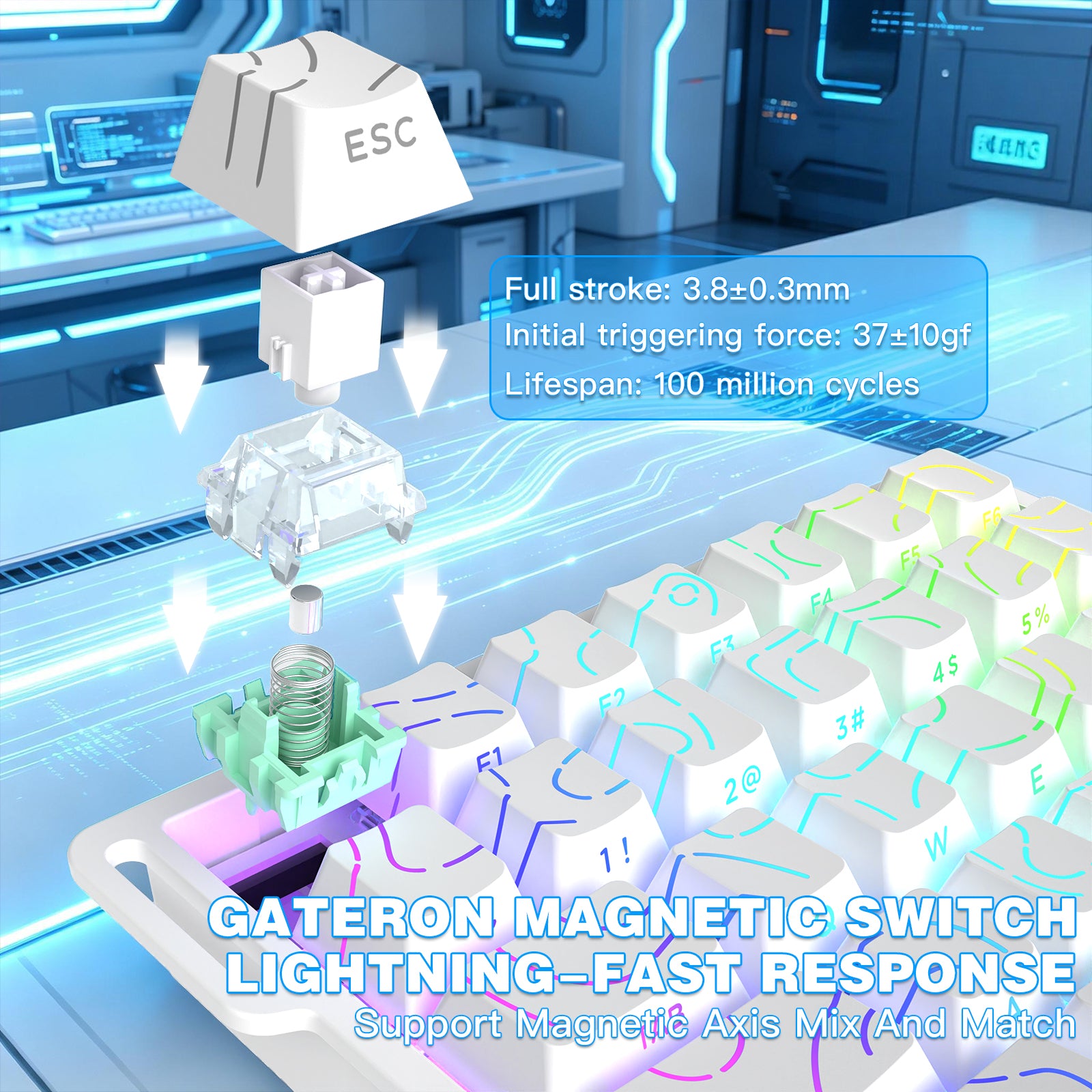 Clavier à interrupteur magnétique à une main ATTACK SHARK M36 HE
