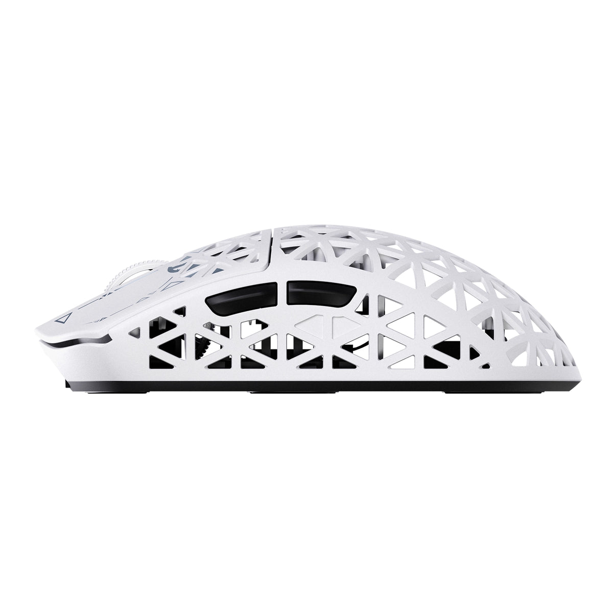 ATTACK SHARK R5 TURBO in White, right side profile showing honeycomb shell