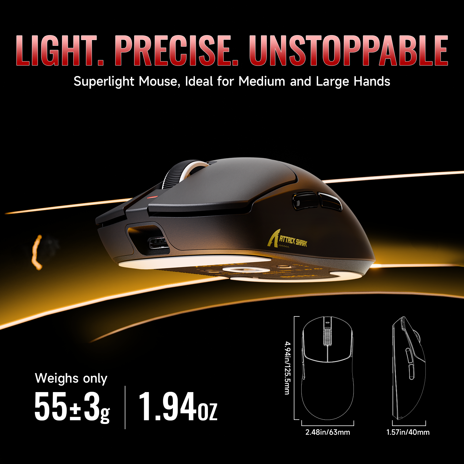 Souris de jeu sans fil légère tri-mode ATTACK SHARK X8 Series