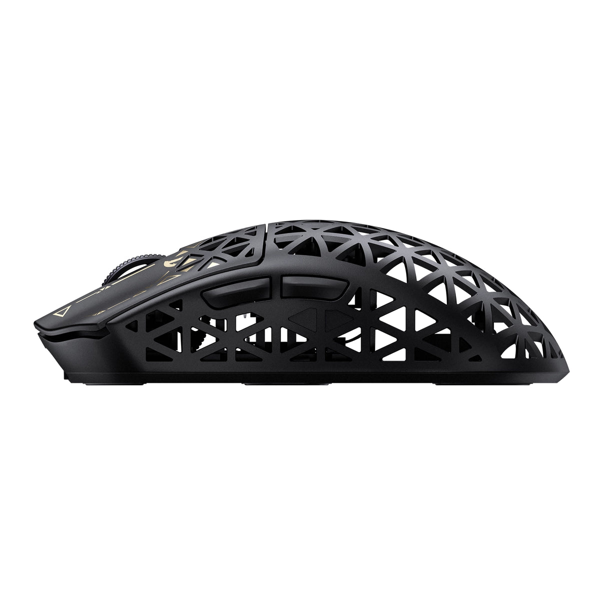 ATTACK SHARK R5 TURBO in Black, right side profile showing honeycomb shell
