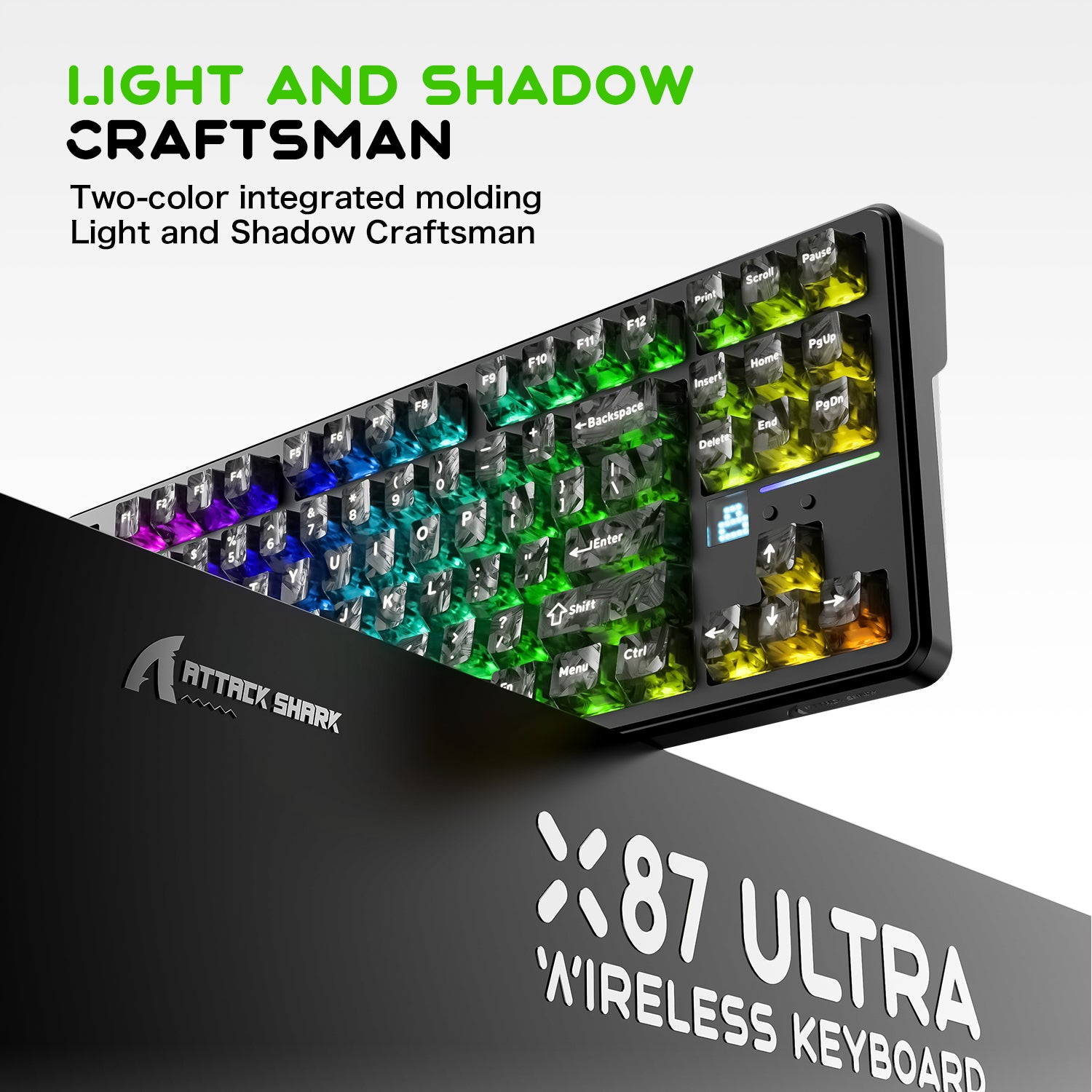 Clavier de jeu sans fil ATTACK SHARK X87 ULTRA avec récepteur 8K et câble spiralé RGB