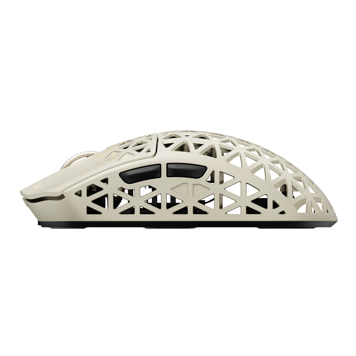 ATTACK SHARK R5 TURBO in Dune, right side profile showing honeycomb shell