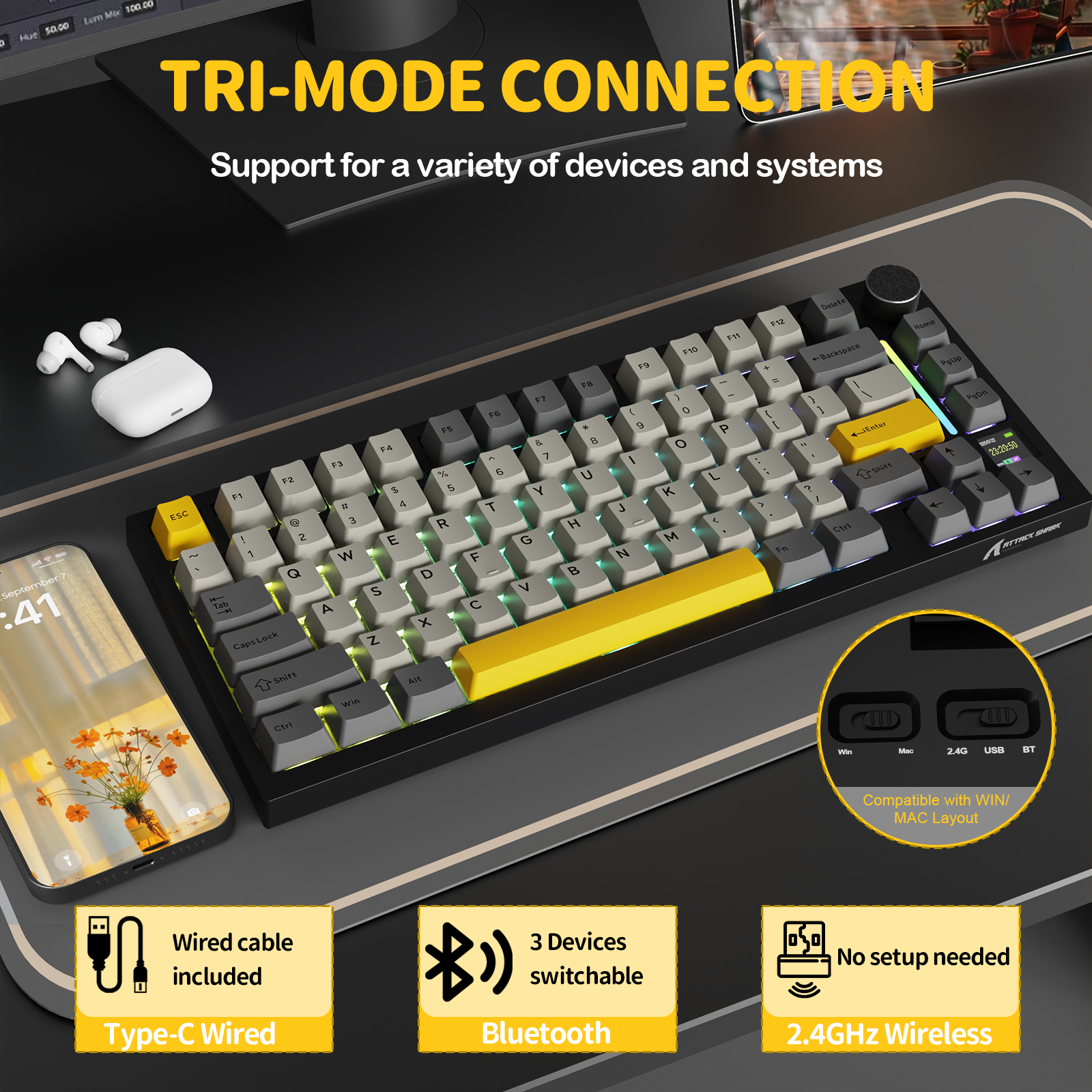 Clavier mécanique à joint tri-mode ATTACK SHARK X820Ultra