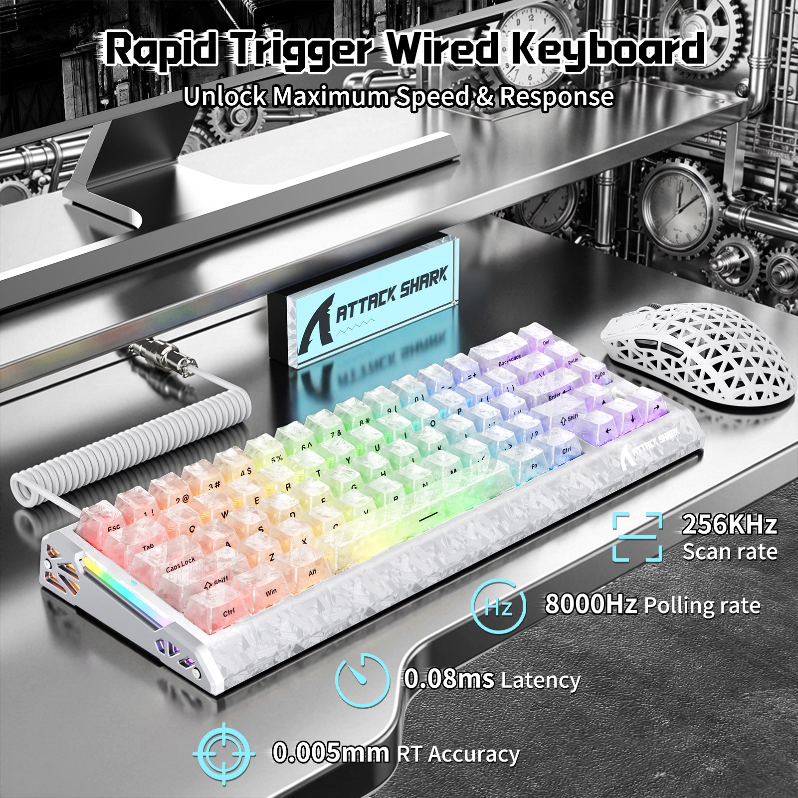 Pack gaming ATTACK SHARK R68 HE & R5 ULTRA en fibre de carbone avec câble enroulé Ultra C01