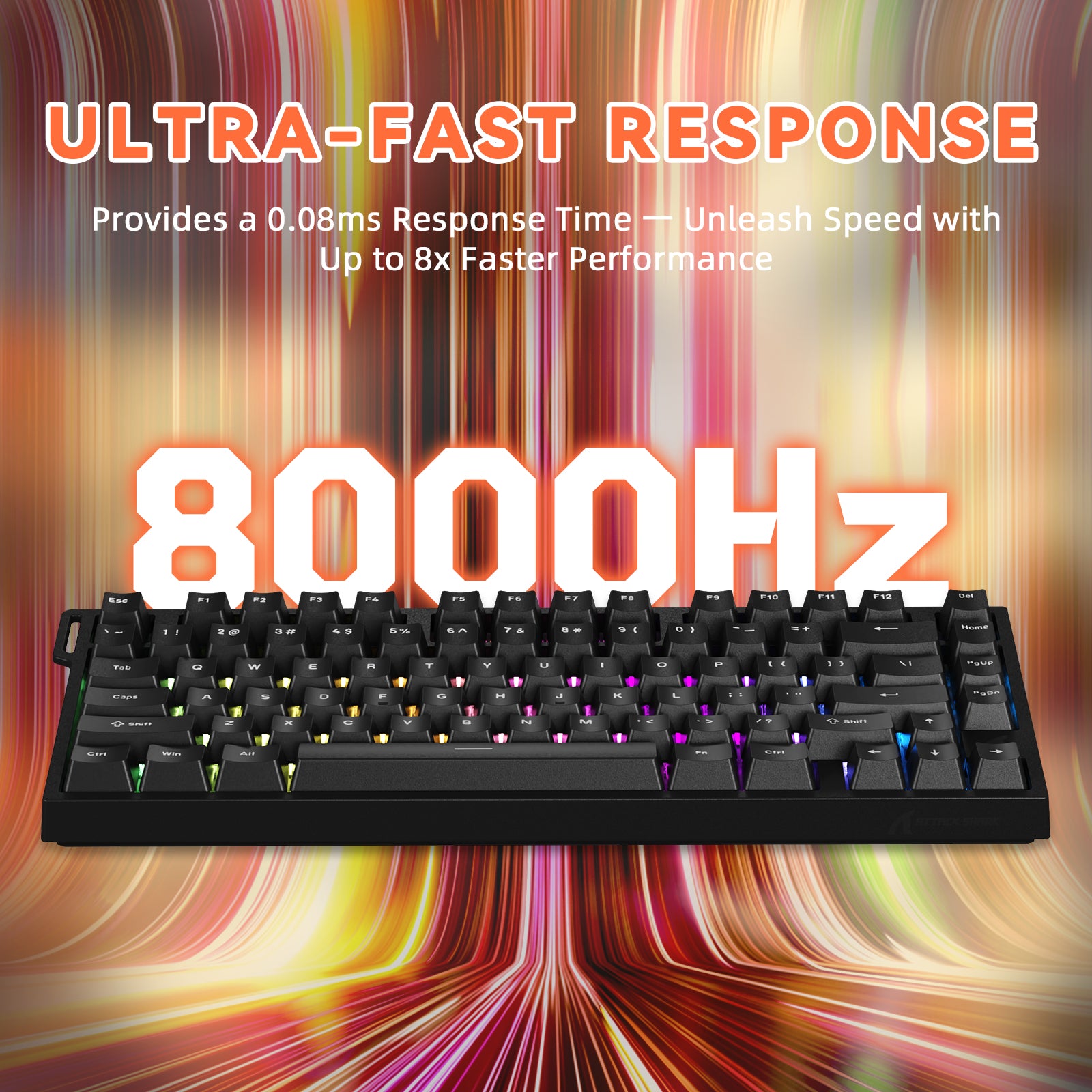 Clavier ATTACK SHARK R82 HE à déclenchement rapide avec interrupteur magnétique et RT de 0,005 mm