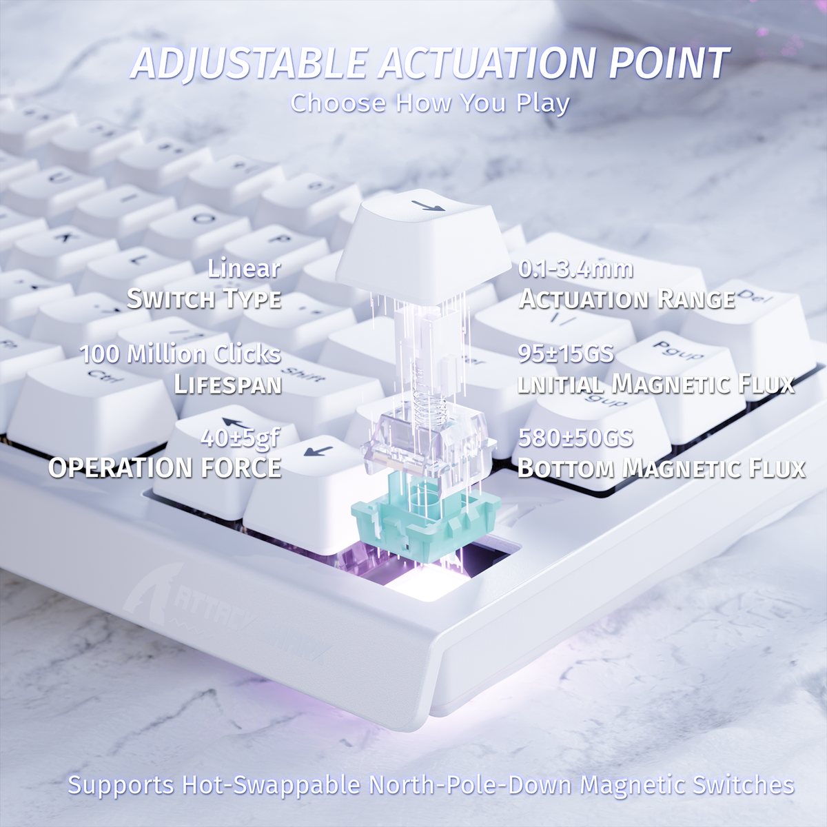 ATTACK SHARK X68 HE Clavier à déclenchement rapide avec switch magnétique