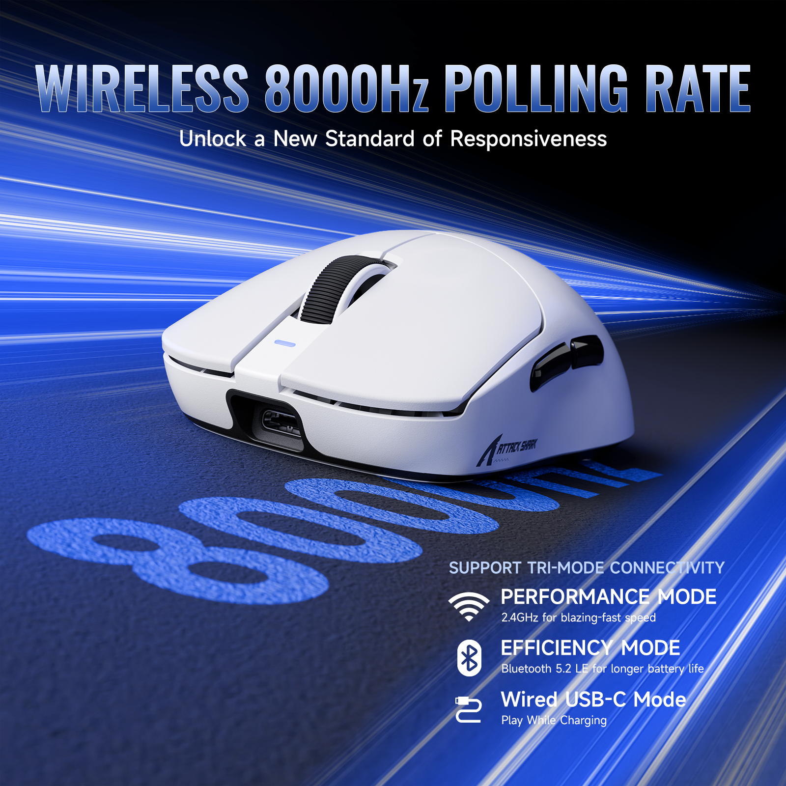Souris de jeu sans fil légère tri-mode ATTACK SHARK X8 Series