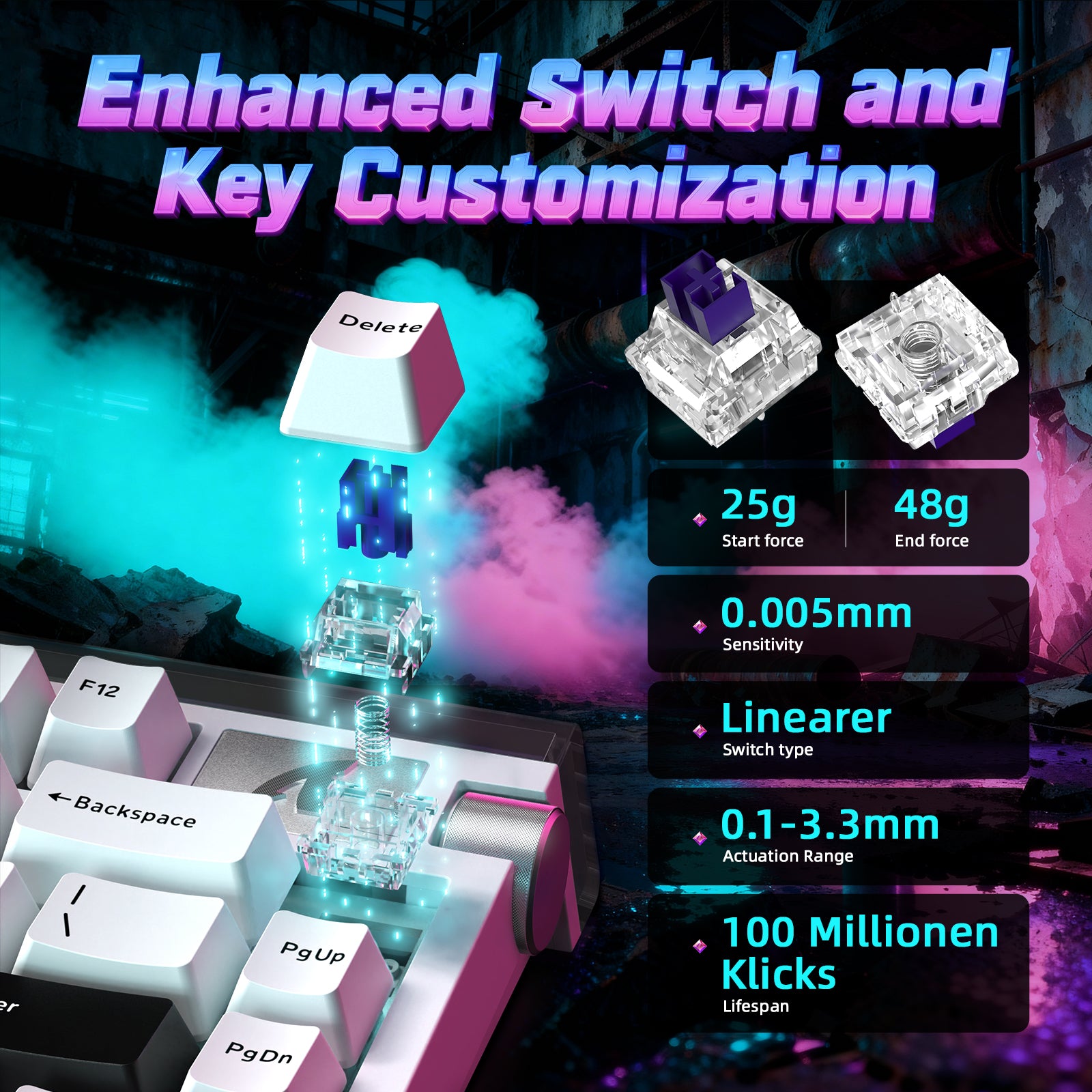 Clavier à déclenchement rapide ATTACK SHARK R85 HE avec câble LED C01ULTRA