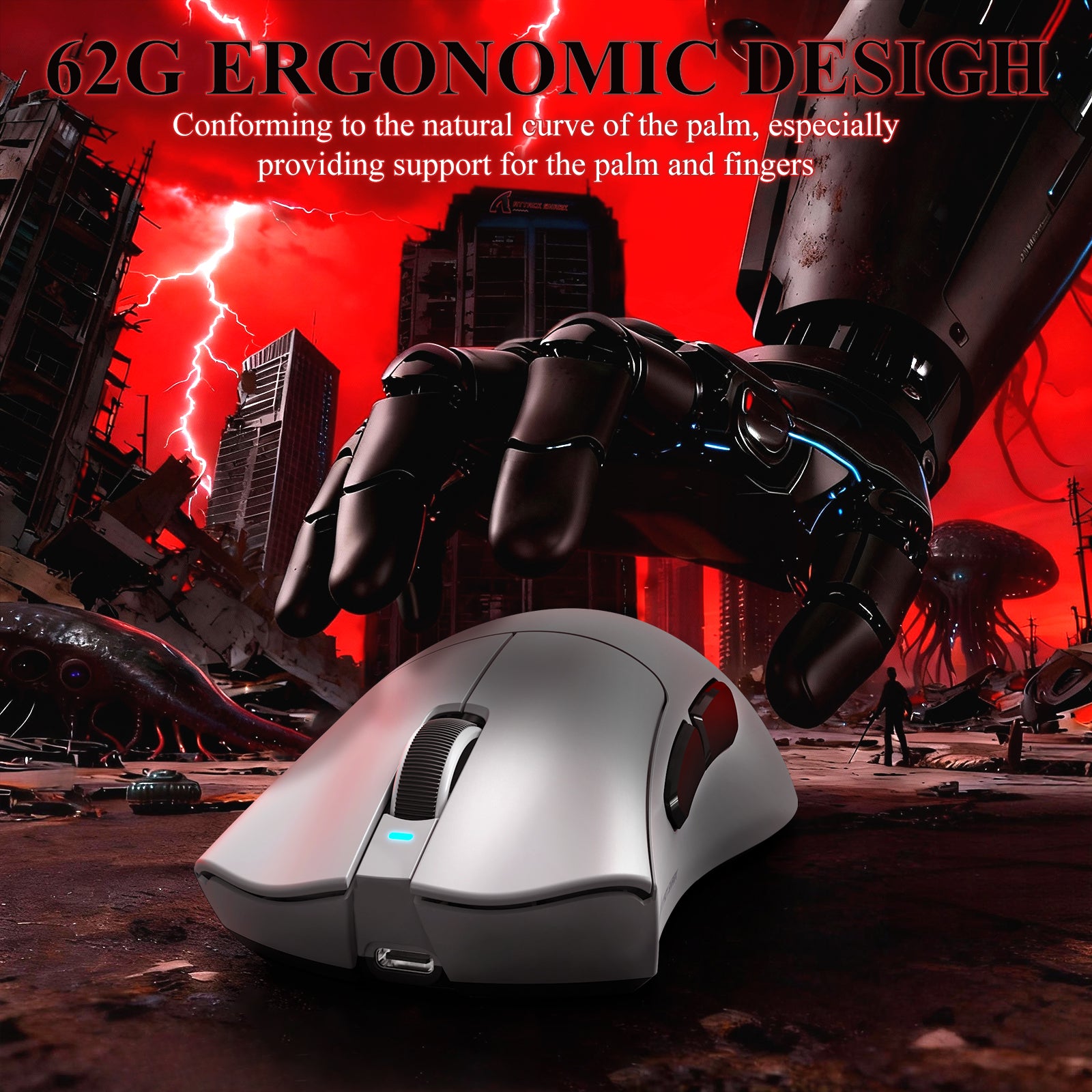 Souris de jeu tri-mode ultra-légère ATTACK SHARK V3PRO avec station de charge
