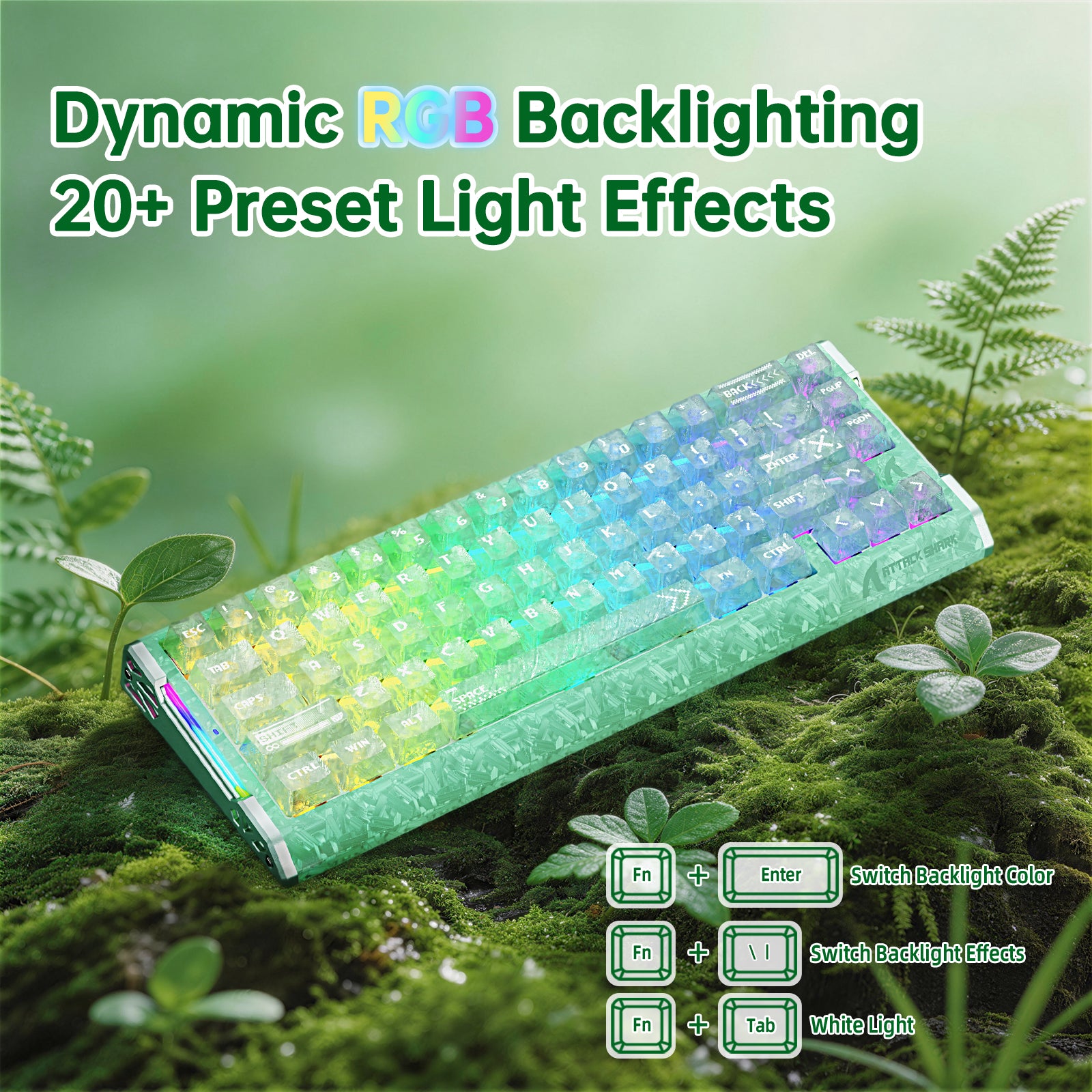 Clavier filaire à déclenchement rapide en fibre de carbone ATTACK SHARK R68 HE avec interrupteur magnétique et câble RGB en spirale C01 Ultra