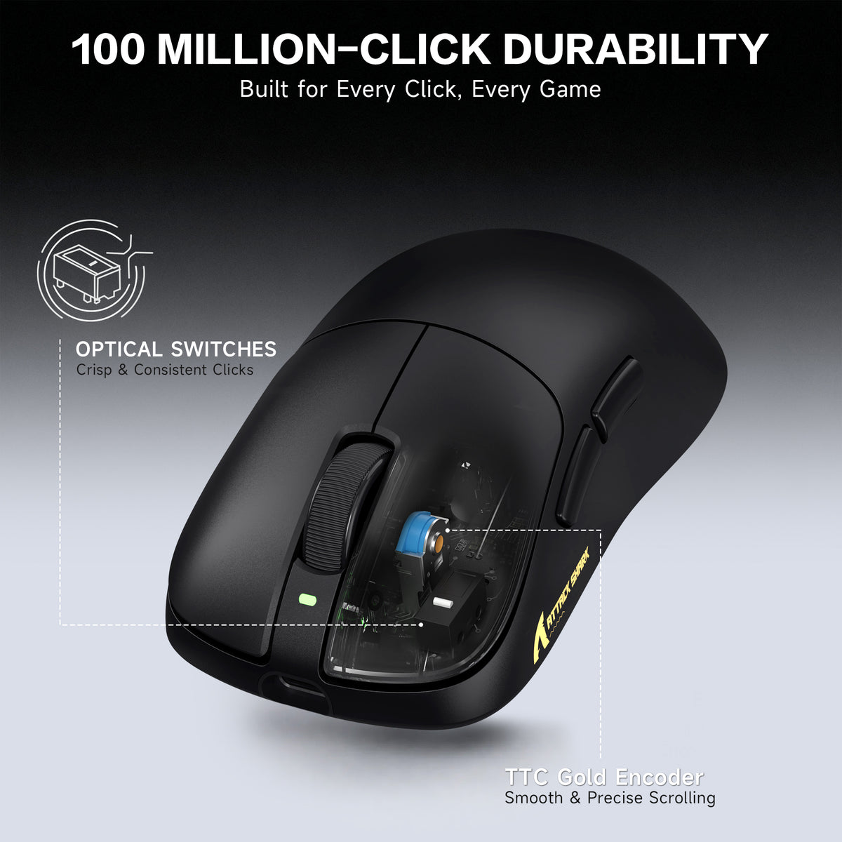 Souris gaming sans fil ergonomique ATTACK SHARK V2 AIR PAW3955MAX