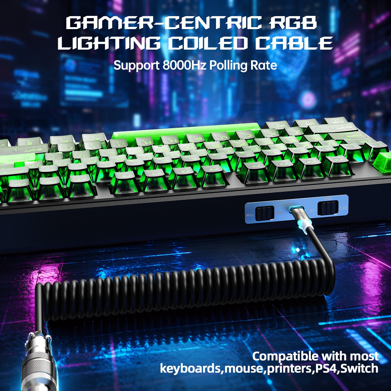 Clavier Gaming Sans Fil ATTACK SHARK X87 ULTRA avec Récepteur 8KHz et Câble RGB en Spirale