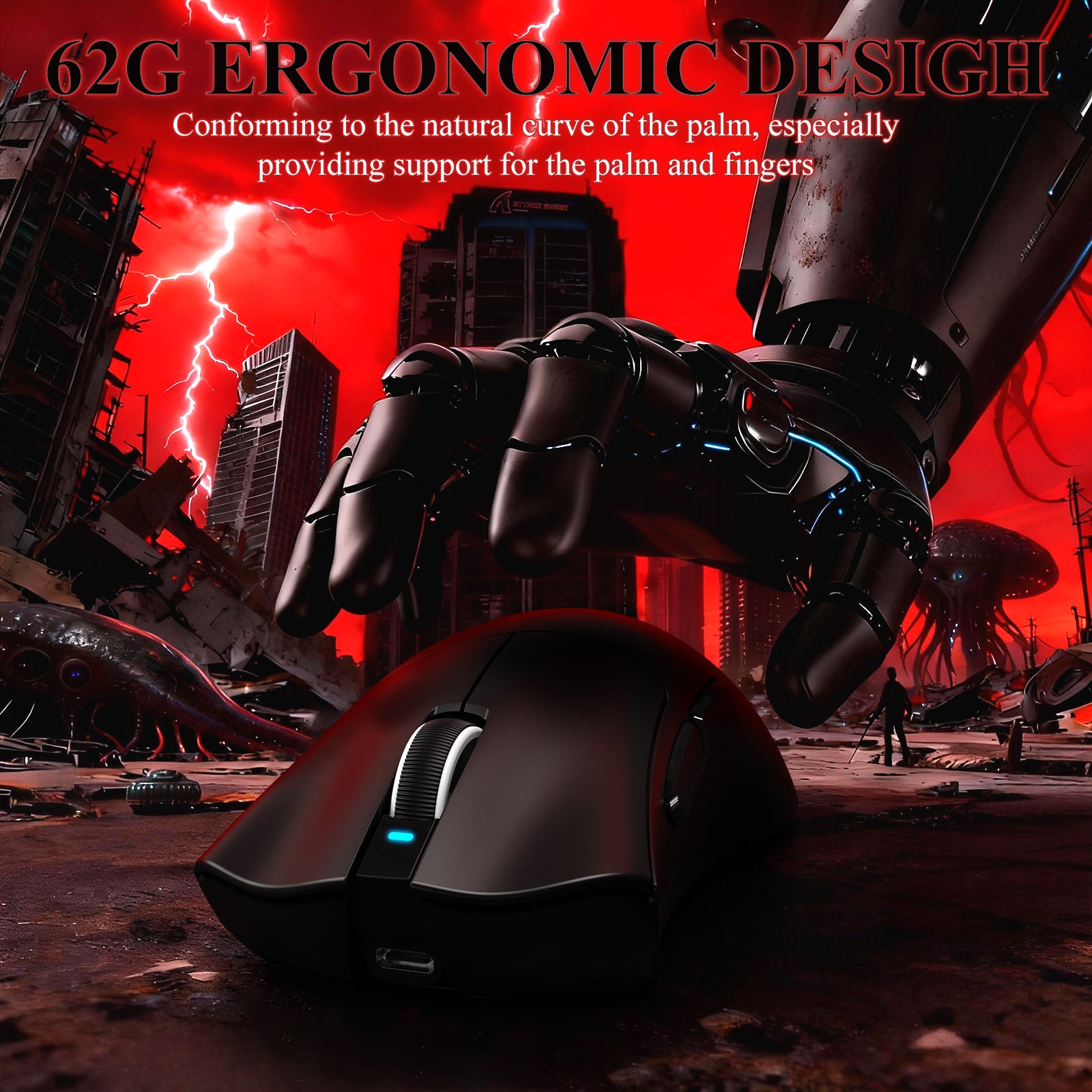 Souris de jeu tri-mode ultra-légère ATTACK SHARK V3PRO avec station de charge