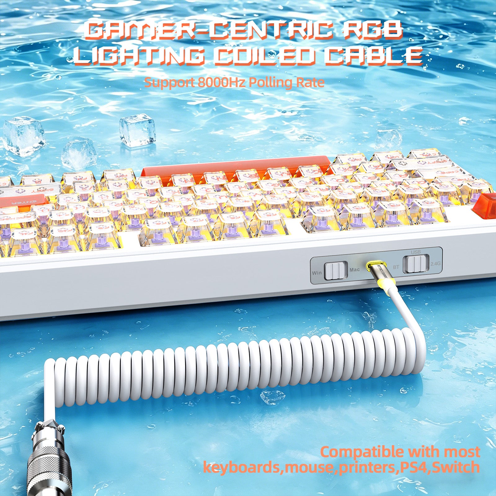 Clavier Gaming Sans Fil ATTACK SHARK X87 ULTRA avec Récepteur 8KHz et Câble RGB en Spirale