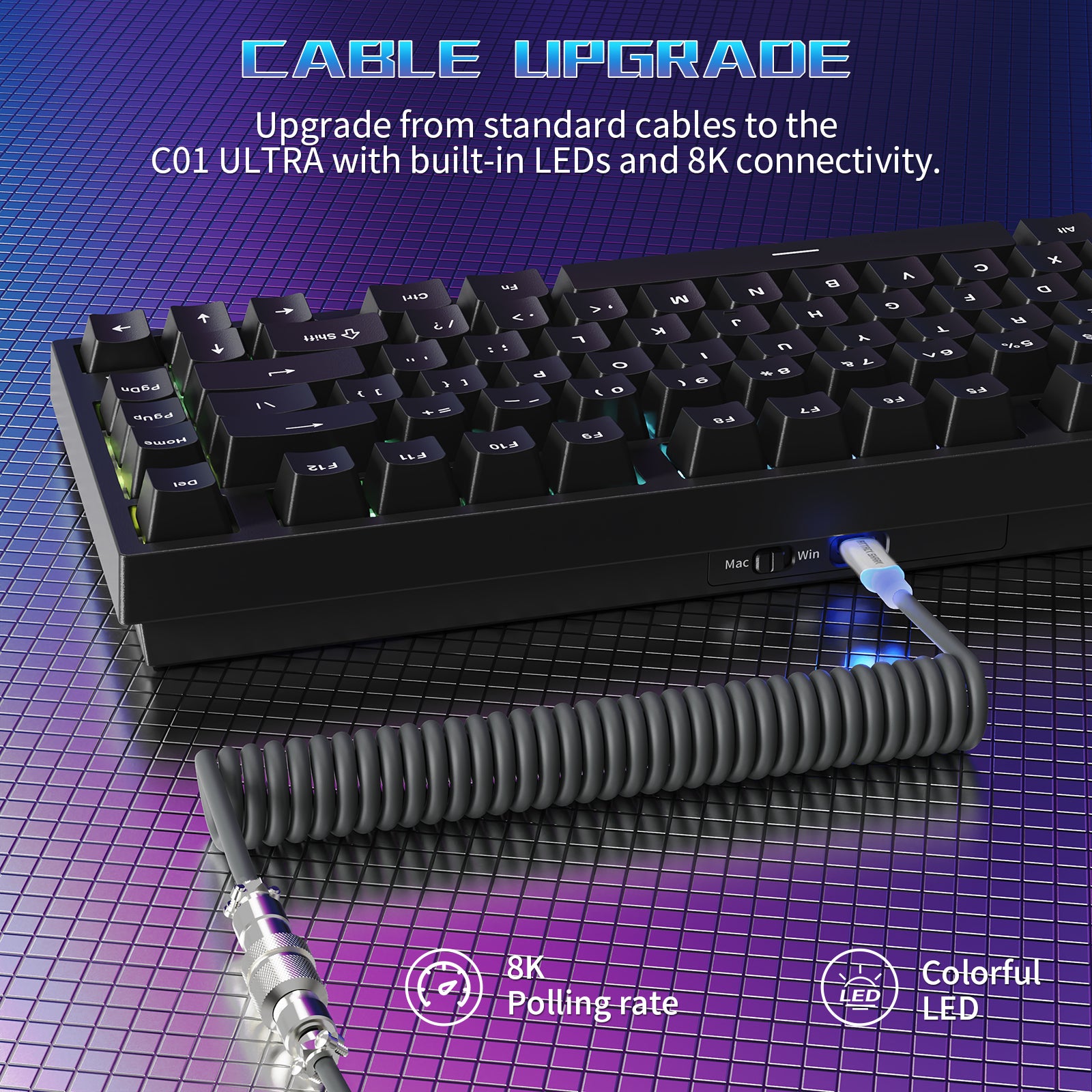 Clavier de jeu filaire ATTACK SHARK R82 HE 75 % avec câble LED C01ULTRA