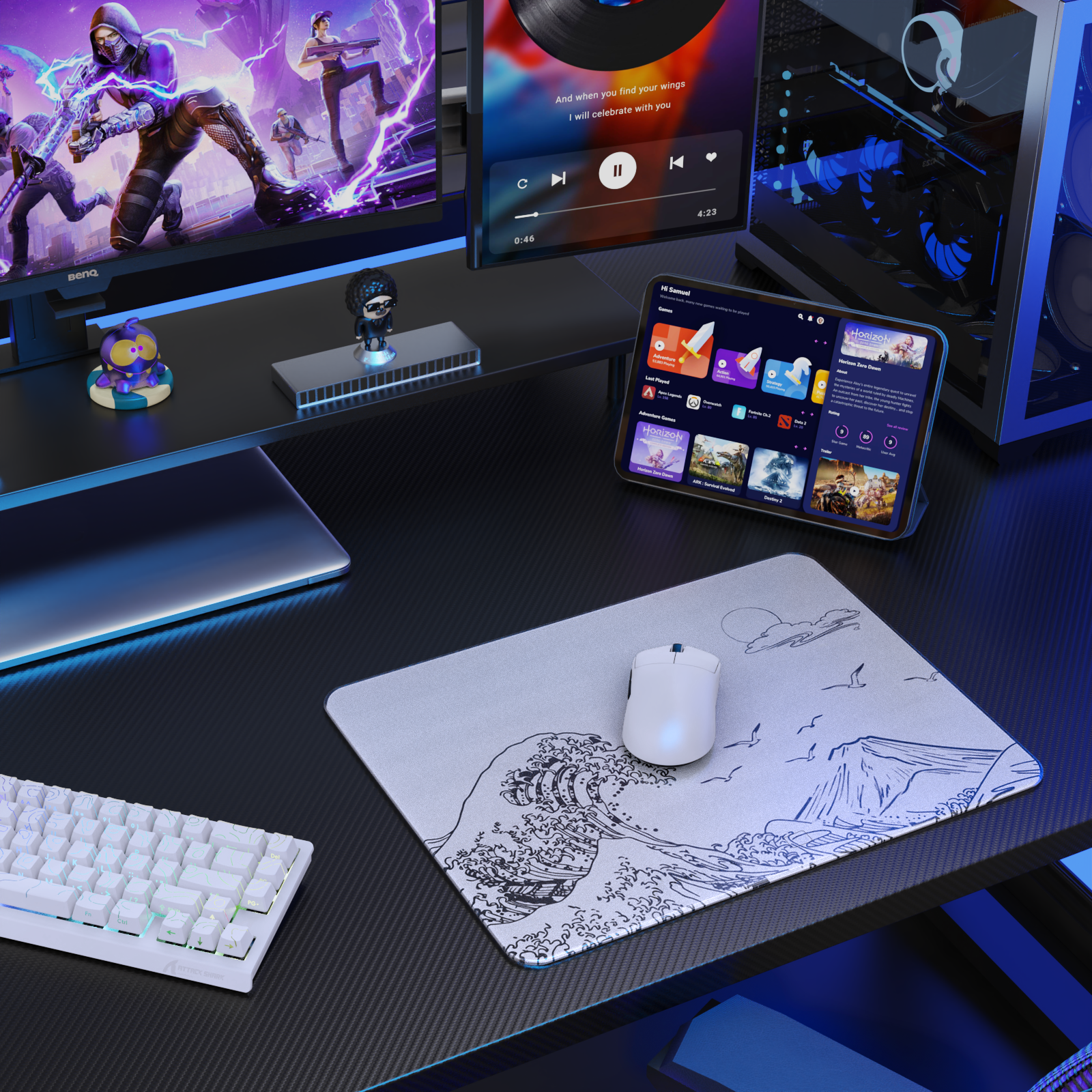 Tapis de souris gaming en verre trempé ATTACK SHARK CM05