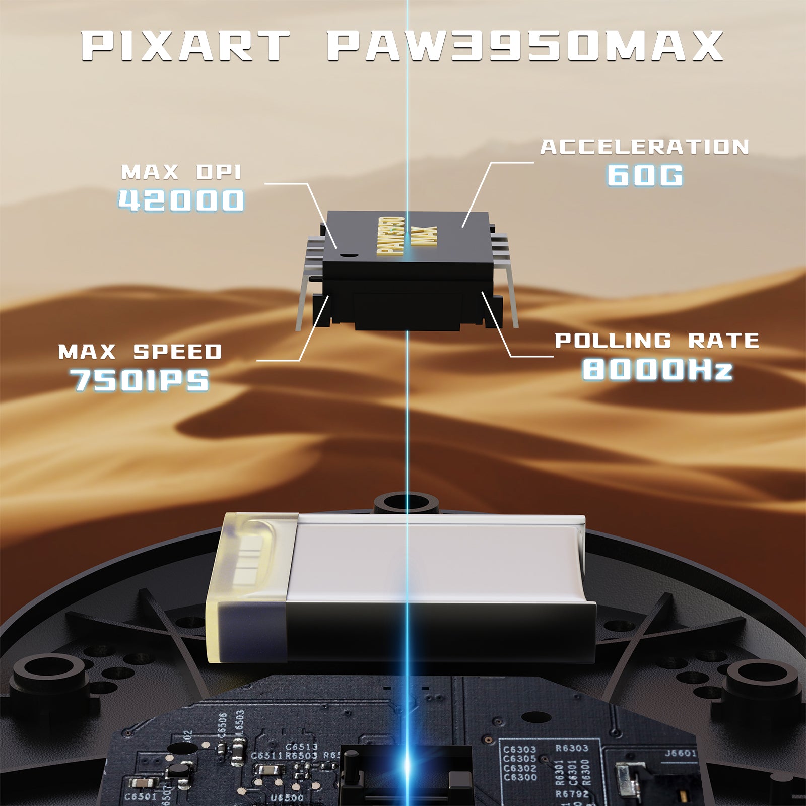 Souris de jeu sans fil ATTACK SHARK V5 8 kHz PAW3950MAX avec câble C06 Ultra