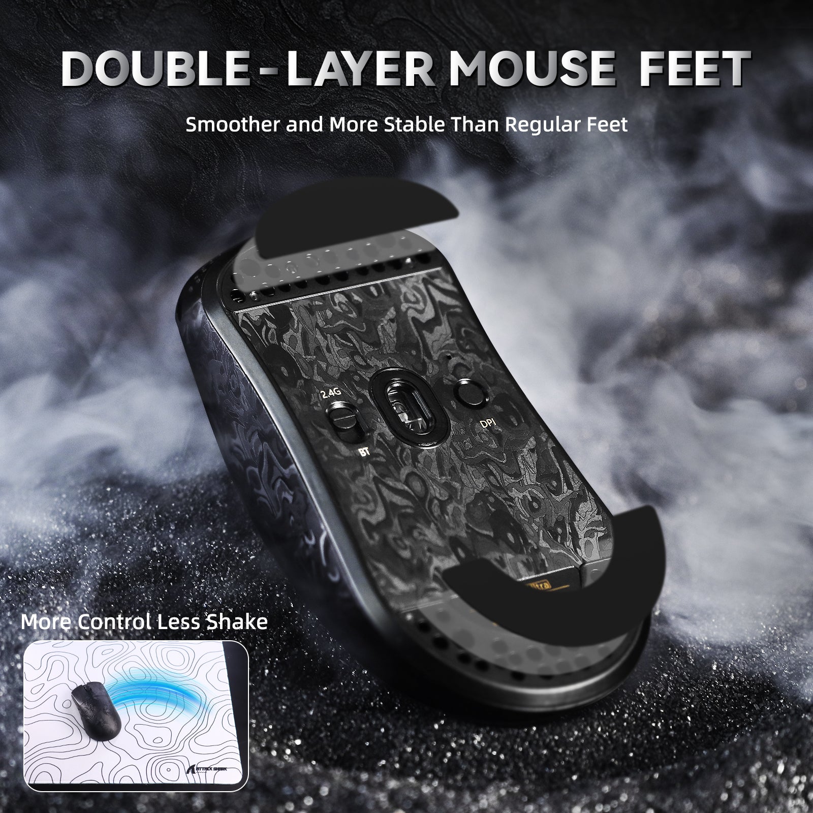 Souris de jeu sans fil ATTACK SHARK R11 ULTRA en fibre de carbone 8K PAW3950MAX avec câble LED Ultra C06