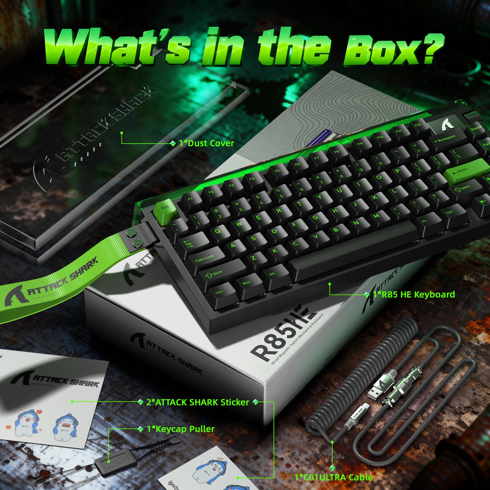 Clavier à déclenchement rapide ATTACK SHARK R85 HE avec câble LED C01ULTRA