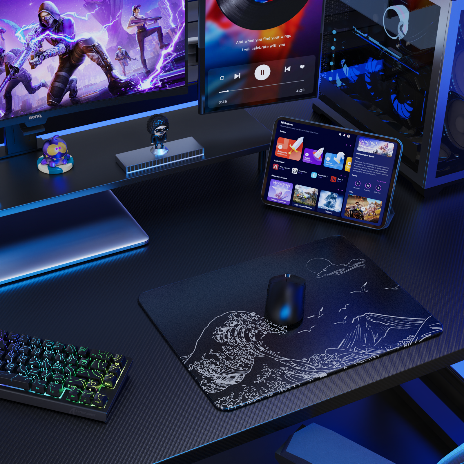 Tapis de souris gaming en verre trempé ATTACK SHARK CM05
