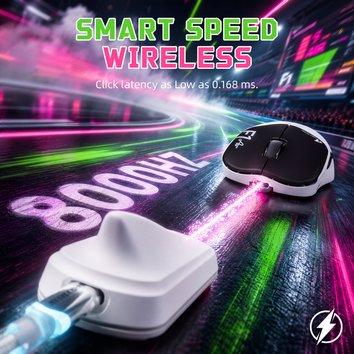 Souris gaming sans fil ATTACK SHARK F1 AIR 39g avec capteur PAW3955MAX et câble C06 Ultra