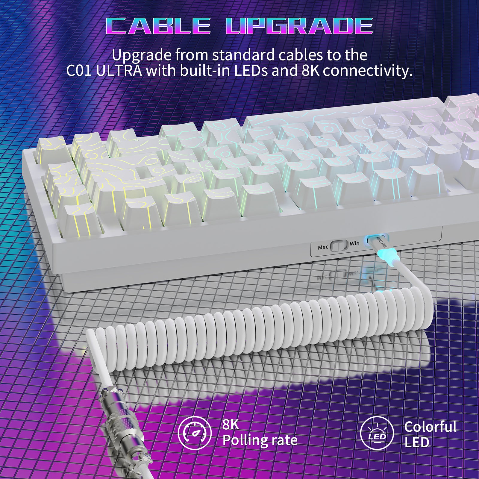 Clavier de jeu filaire ATTACK SHARK R82 HE 75 % avec câble LED C01ULTRA
