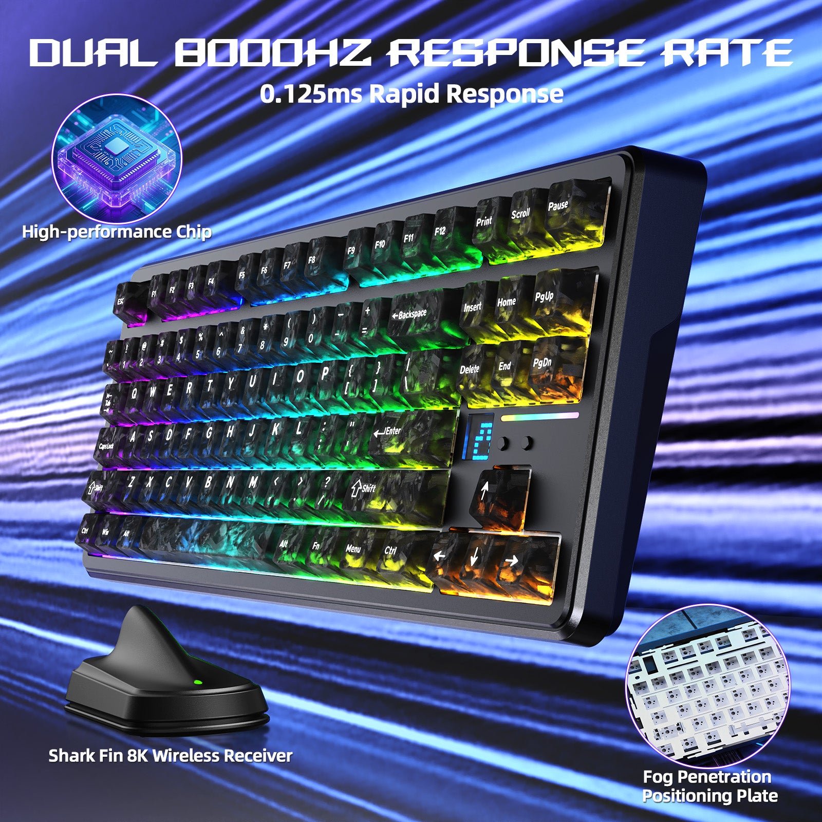 Clavier Gaming Sans Fil ATTACK SHARK X87 ULTRA avec Récepteur 8KHz et Câble RGB en Spirale