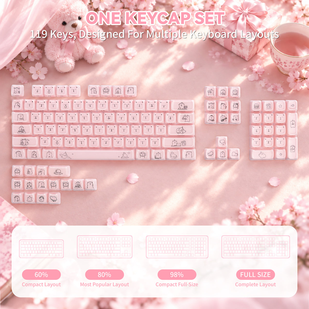 ATTACK SHARK SK05, 118/119 touches, touches en PBT, profil MOA, ANSI
